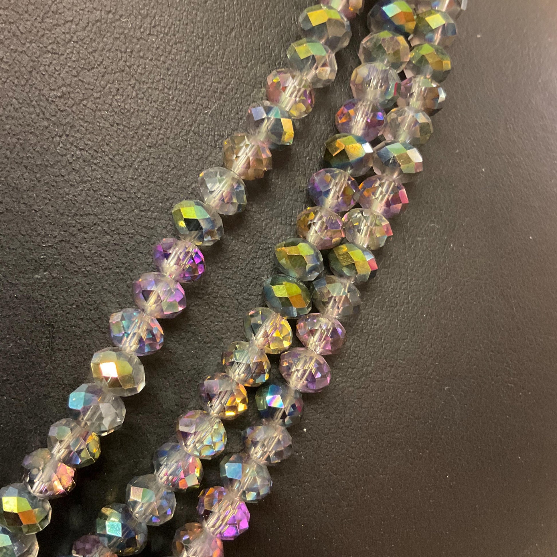 Vintage Butler and Wilson Turquoise/Green Borealis Rainbow Crystal Floral Beaded Necklace, Formal Event, Signed In Original Box