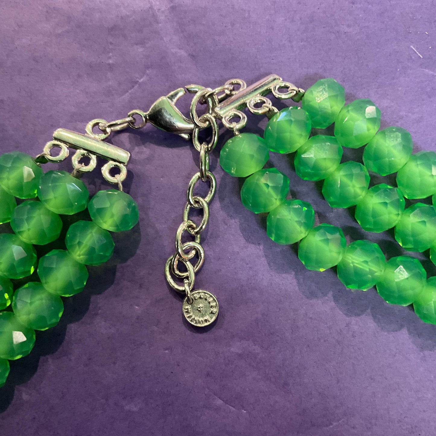 Vintage Butler and Wilson Statement Green Crystal Floral Choker style Necklace, Multistrands with Borealus Crystal Flower, As new