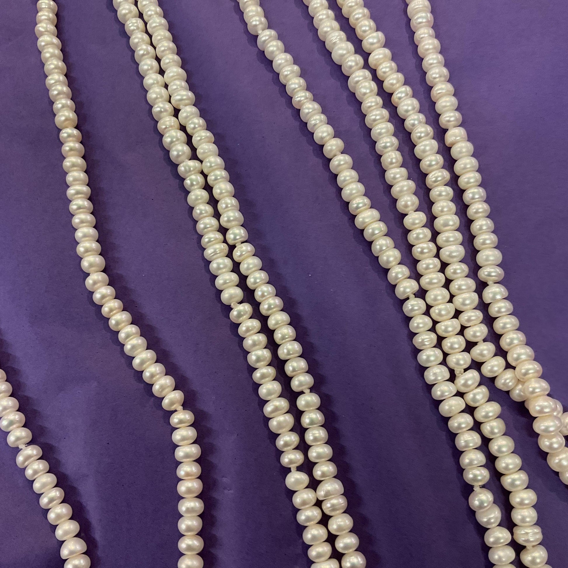 Vintage Flapper Length Ivory Fresh Water Pearl Beaded Necklace, Hand knotted, Ultra Long, Vintage Wedding, Summer Holiday