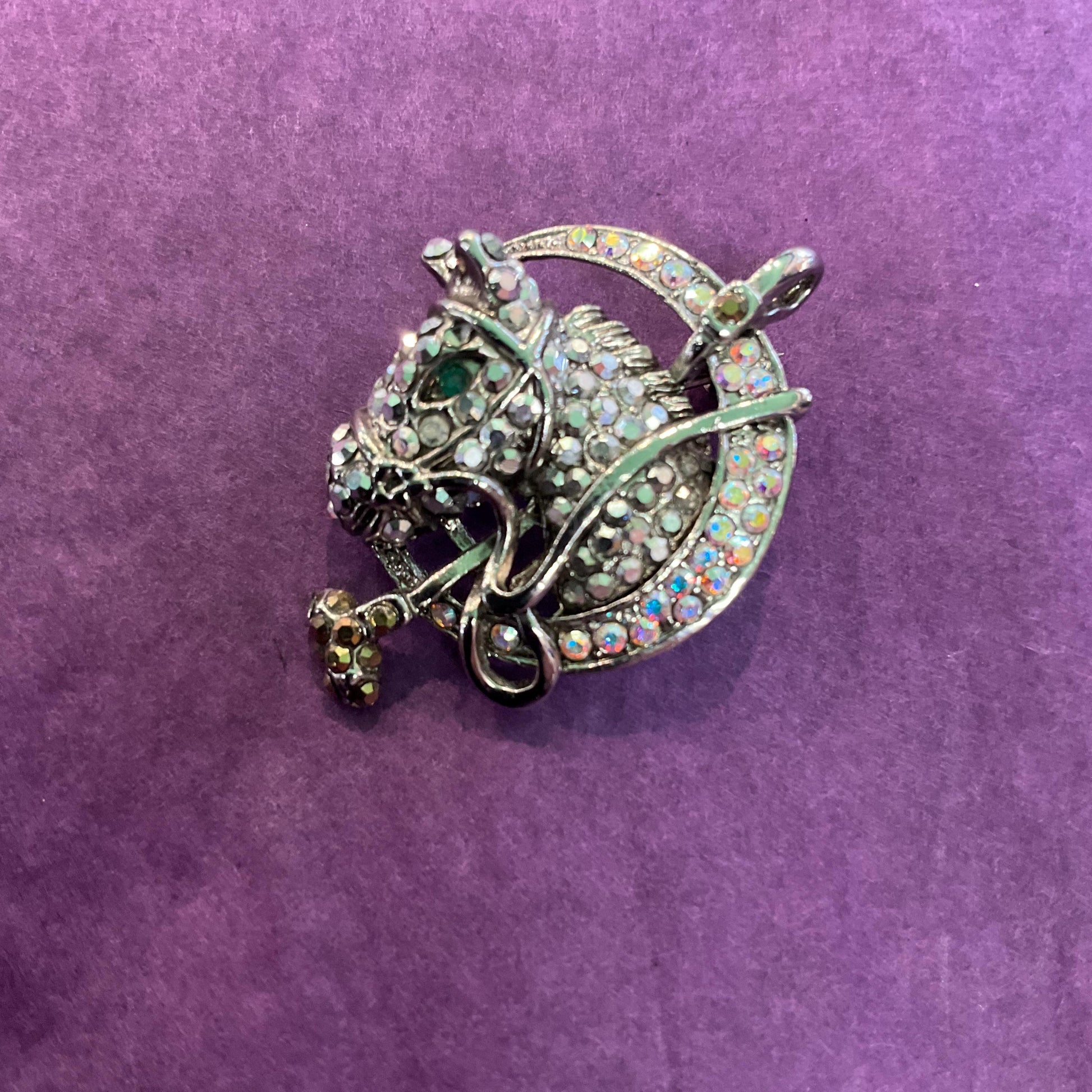 Vintage Butler and Wilson Silver Crystal Horse Adjustable Ring, Silver tone with silver & Borealis rhinestones, Equestrian, Horse lover gift