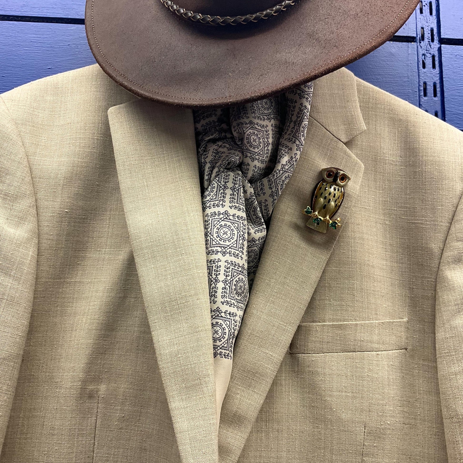 Vintage Butler and Wilson Large Crystal Owl Brooch , Gold Tone with Lustre Enamel and Green rhinestones, Owl lover gift