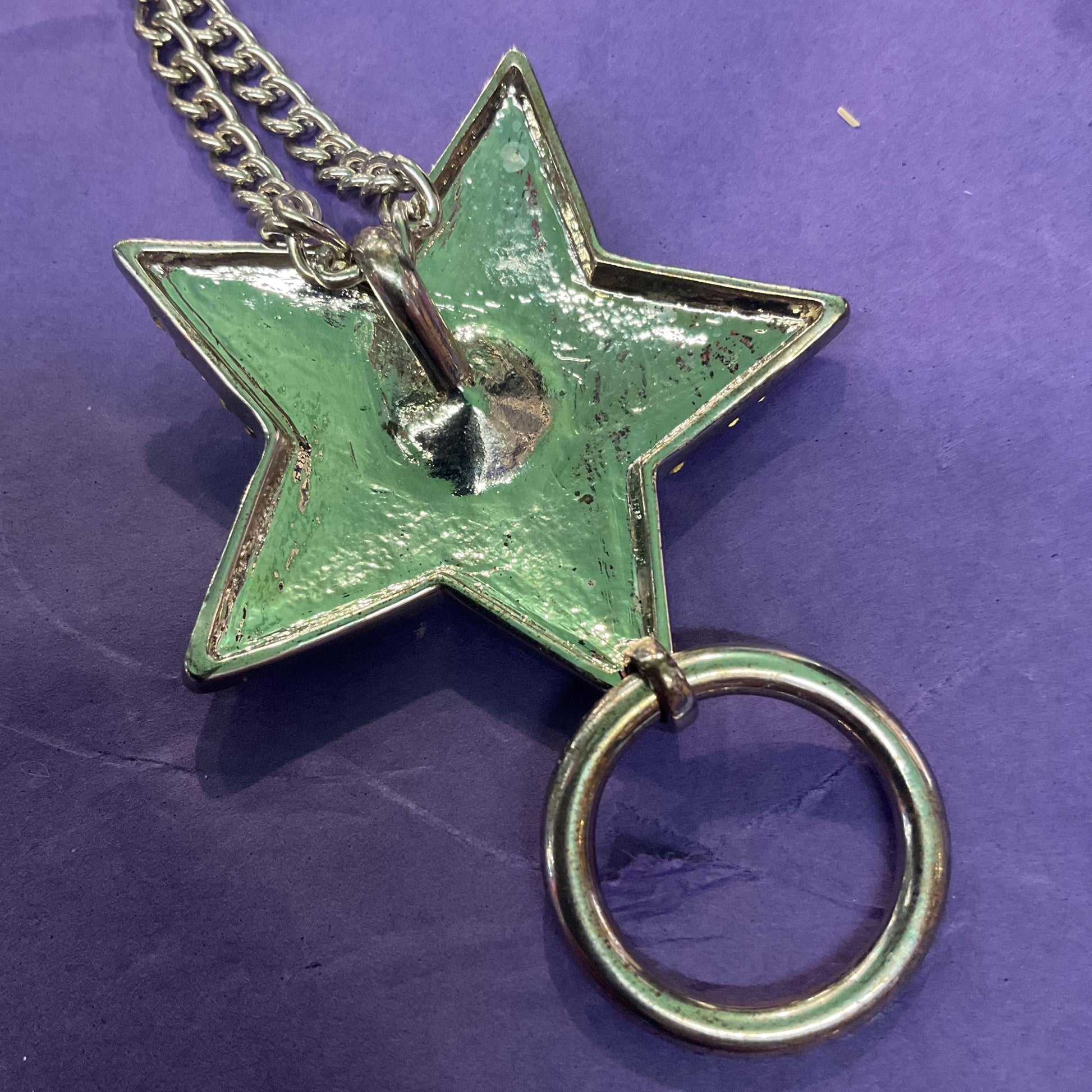 Vintage Butler and Wilson Blue Star Long Crystal Pendant/ Spectacles Holder, Enamel with Aurora Borealis Rhinestones, Sustainable Gift