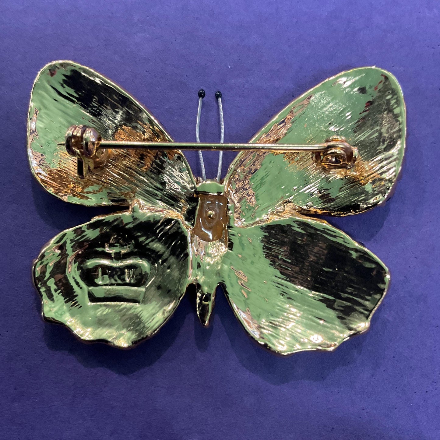 Vintage Butler and Wilson Crystal Bohemian Butterfly Brooch, Gold Tone with Multicoloured Crystal Rhinestones, Signed as new