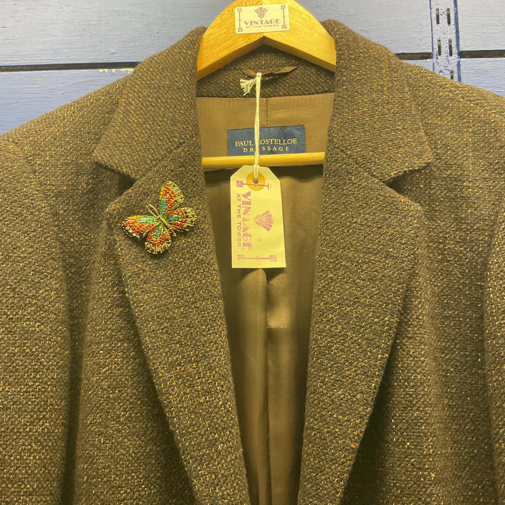 Vintage Butler and Wilson Crystal Bohemian Butterfly Brooch, Gold Tone with Multicoloured Crystal Rhinestones, Signed as new