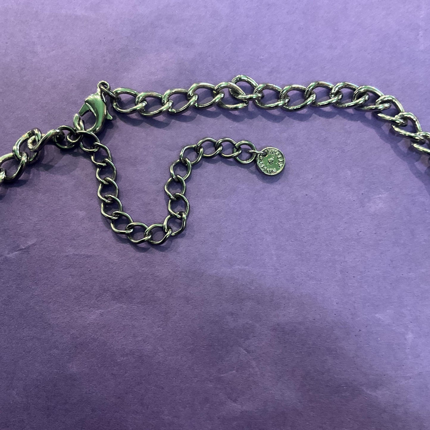 Vintage Butler and Wilson Rainbow Crystal Dragonfly Necklace, Pewter tone with Aurora Borealis Crystals and rhinestone, Signed as new