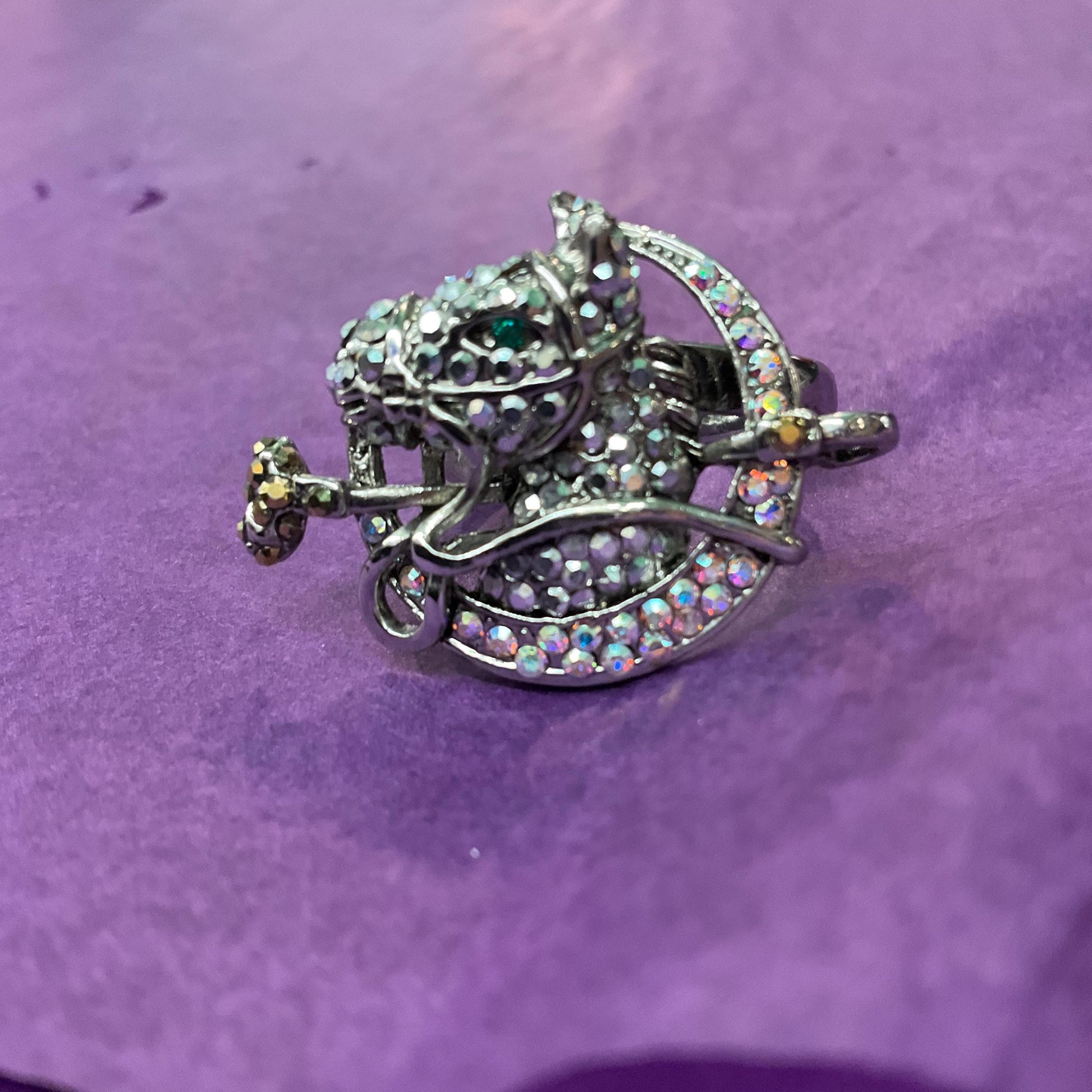 Vintage Butler and Wilson Silver Crystal Horse Adjustable Ring, Silver tone with silver & Borealis rhinestones, Equestrian, Horse lover gift