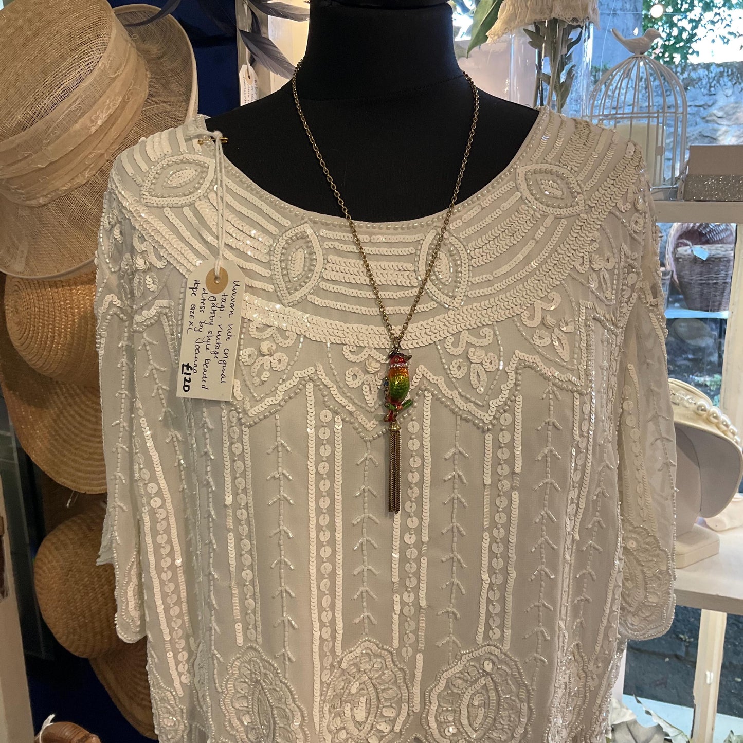 Vintage Butler and Wilson Bohemian Rainbow Crystal Kingfisher Tassled Pendant, Gols tone with Lustre Enamel & Multicoloured Rhinestones