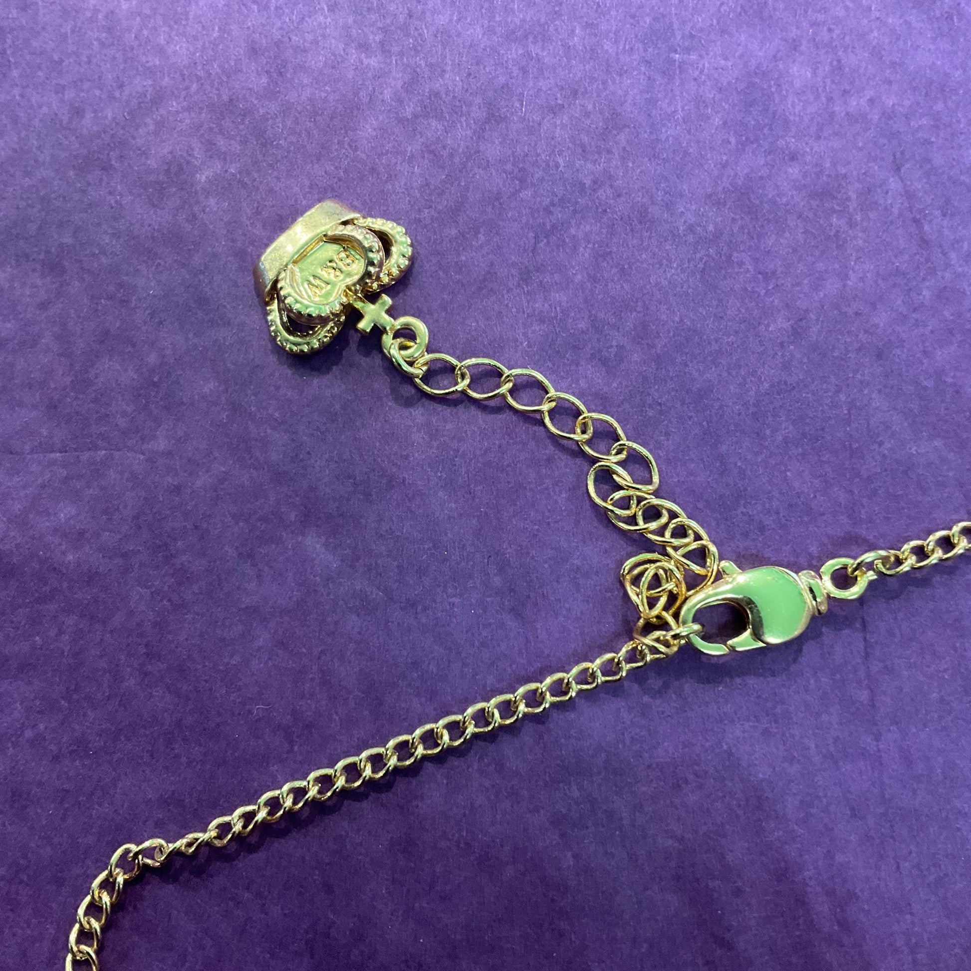 Vintage Butler and Wilson Rainbow Crystal ‘Y’ Drop Neccklace , Gold tone with Teal and Red Borealis faceted crystals and rhinestones