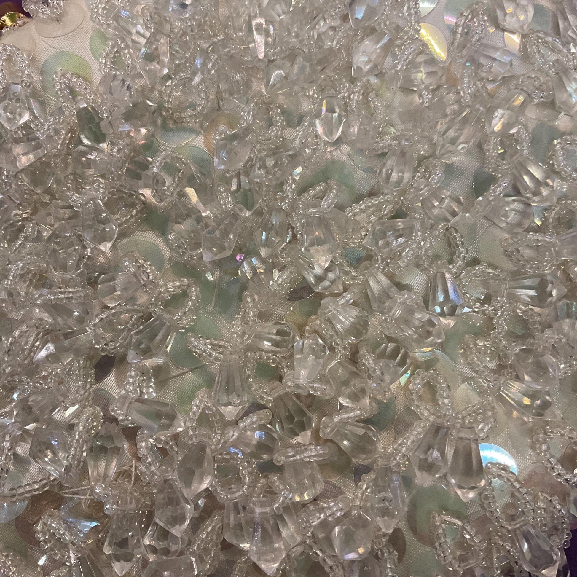 Vintage 1950s/60s Ivory Satin BeadedTassel Evening Bag, Aurora Beaded Sequins, Seed beads and clear Beaded tassels, Vintage Wedding