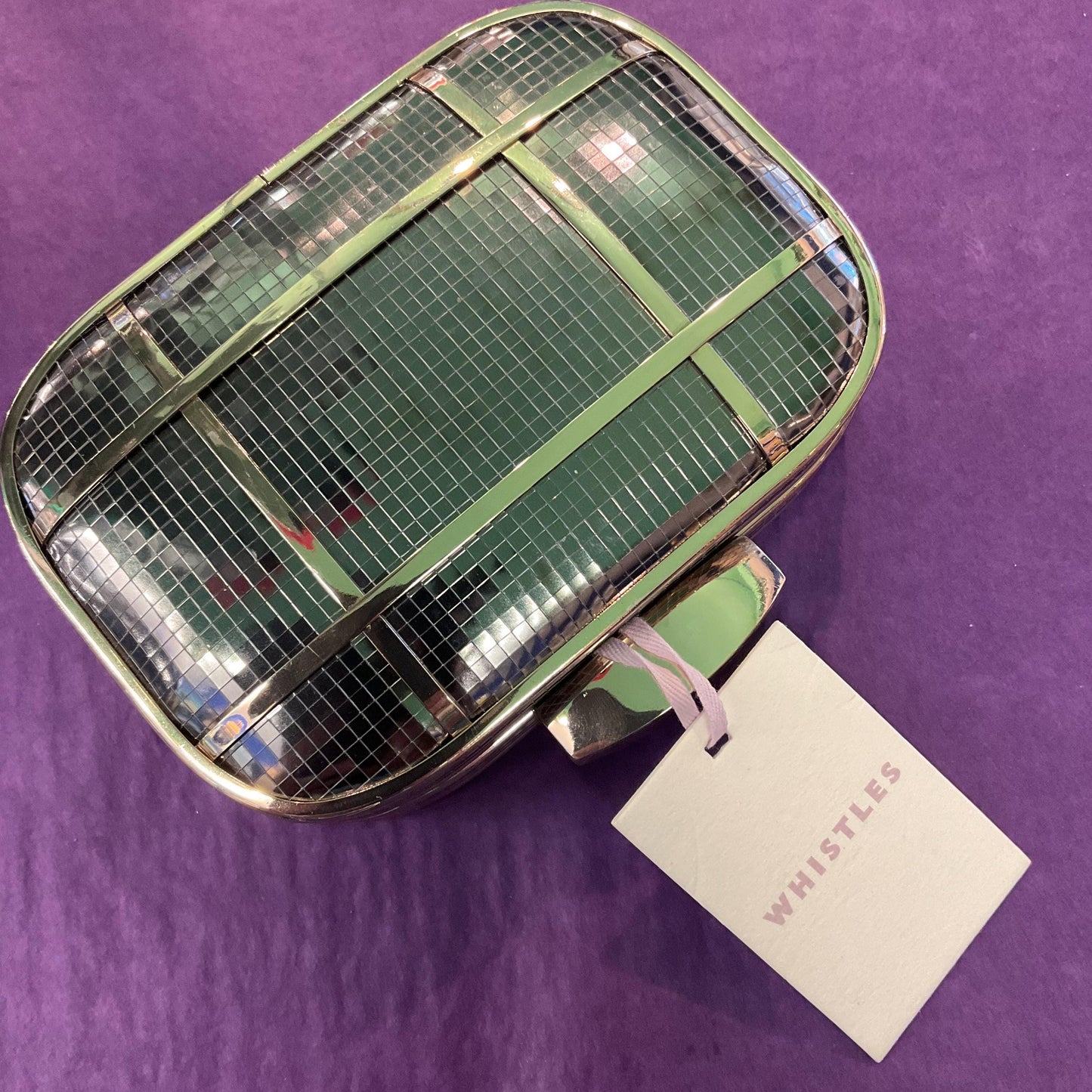 Vintage , Unused Whistles Gold & Bronze Metallic Box Clutch Bag , New with original tags, Vintage Wedding, Formal Event