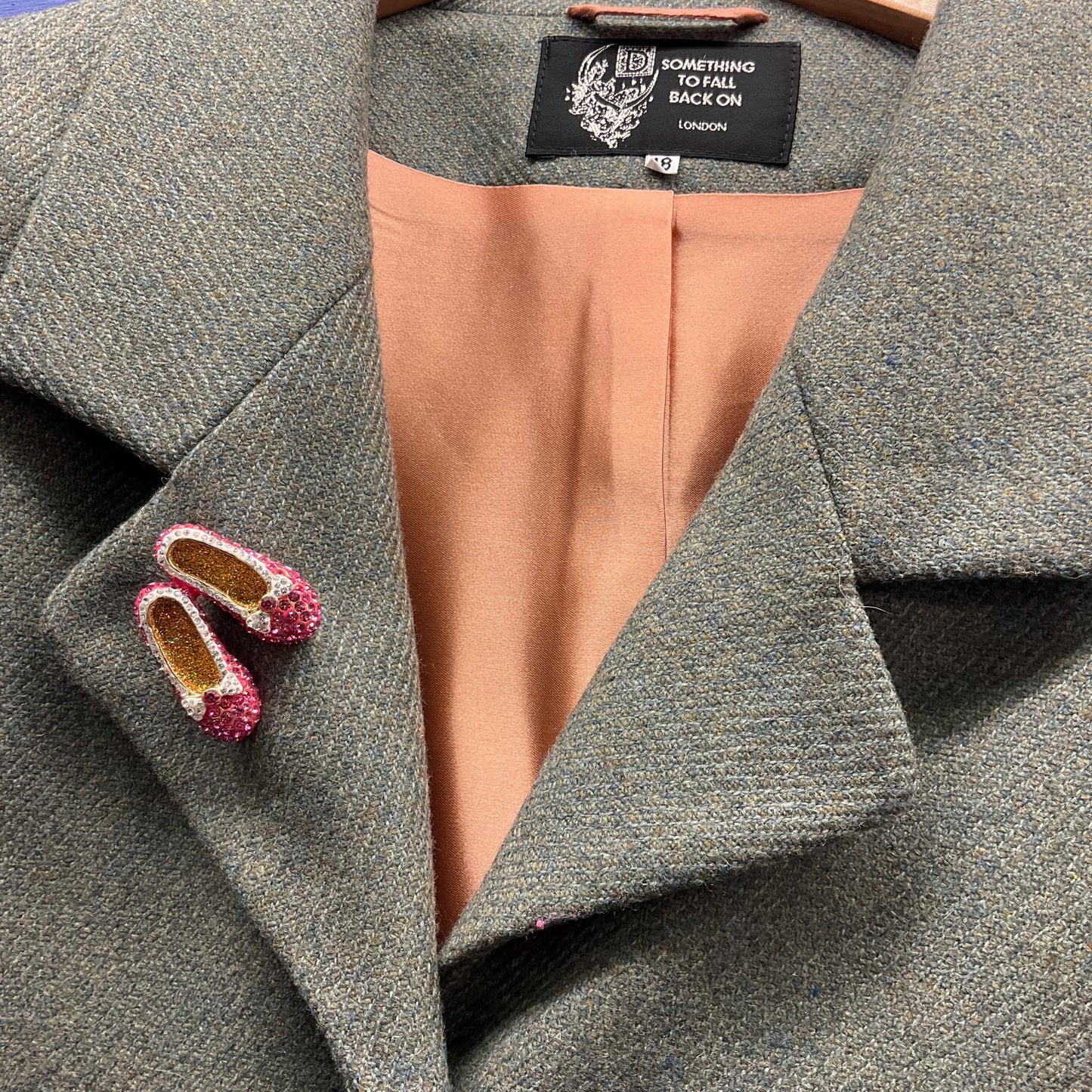 Vintage Butler and Wilson Dorothy’s Slippers Large Pink Crystal Brooch, Gold tone with pink and silver crystals , Shoe lover gift