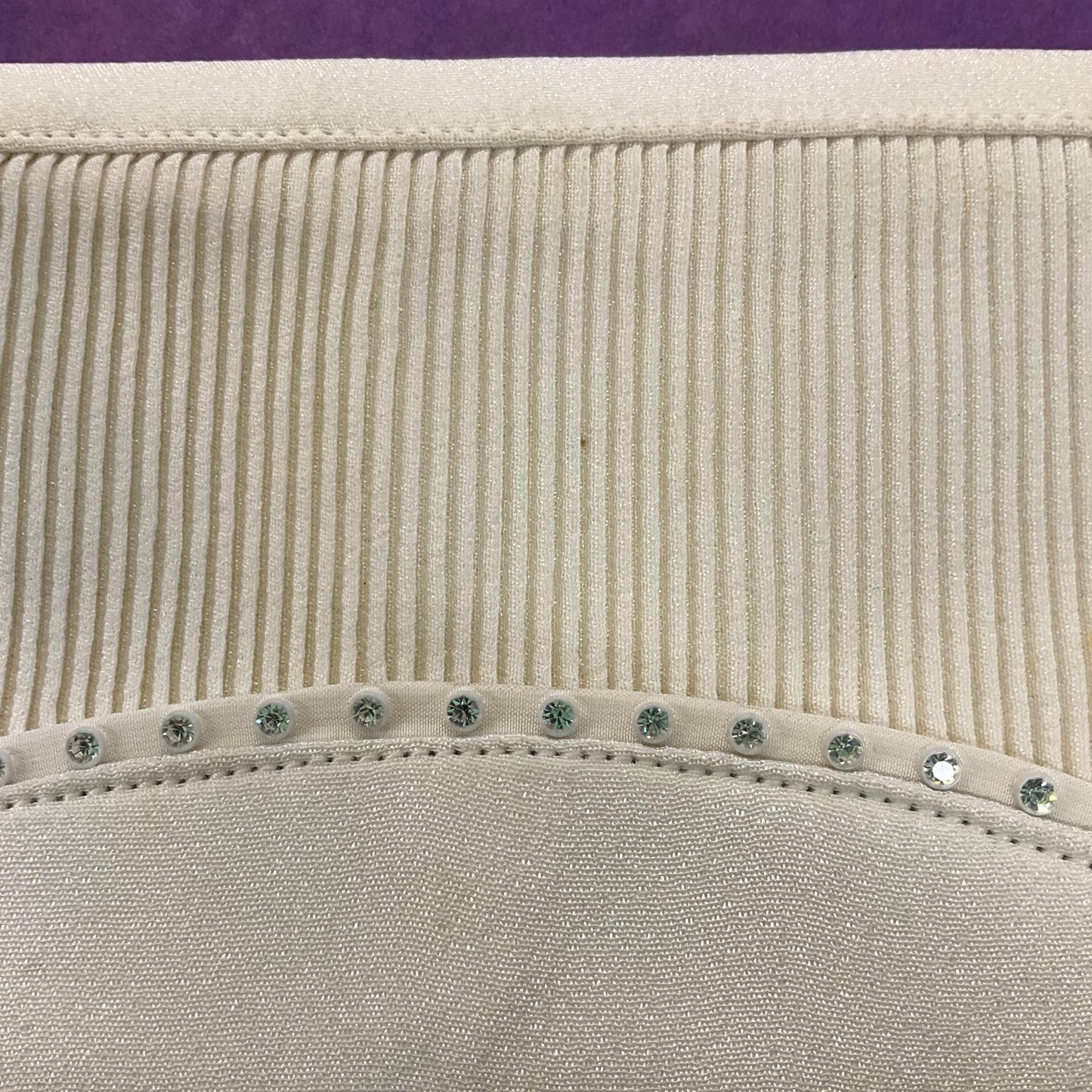 Vintage 1950s Ivory Crepe Silk Clutch Bag by CFR, finely pleated panel with silver rhinestone crystal trim, vintage wedding