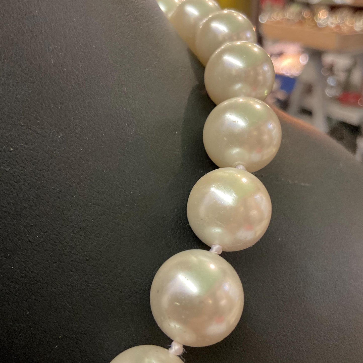 Vintage Butler and Wilson Large Faux Pearl Beaded Necklace , Silver tone with white/ pale ivory hand knotted pearls , vintage wedding