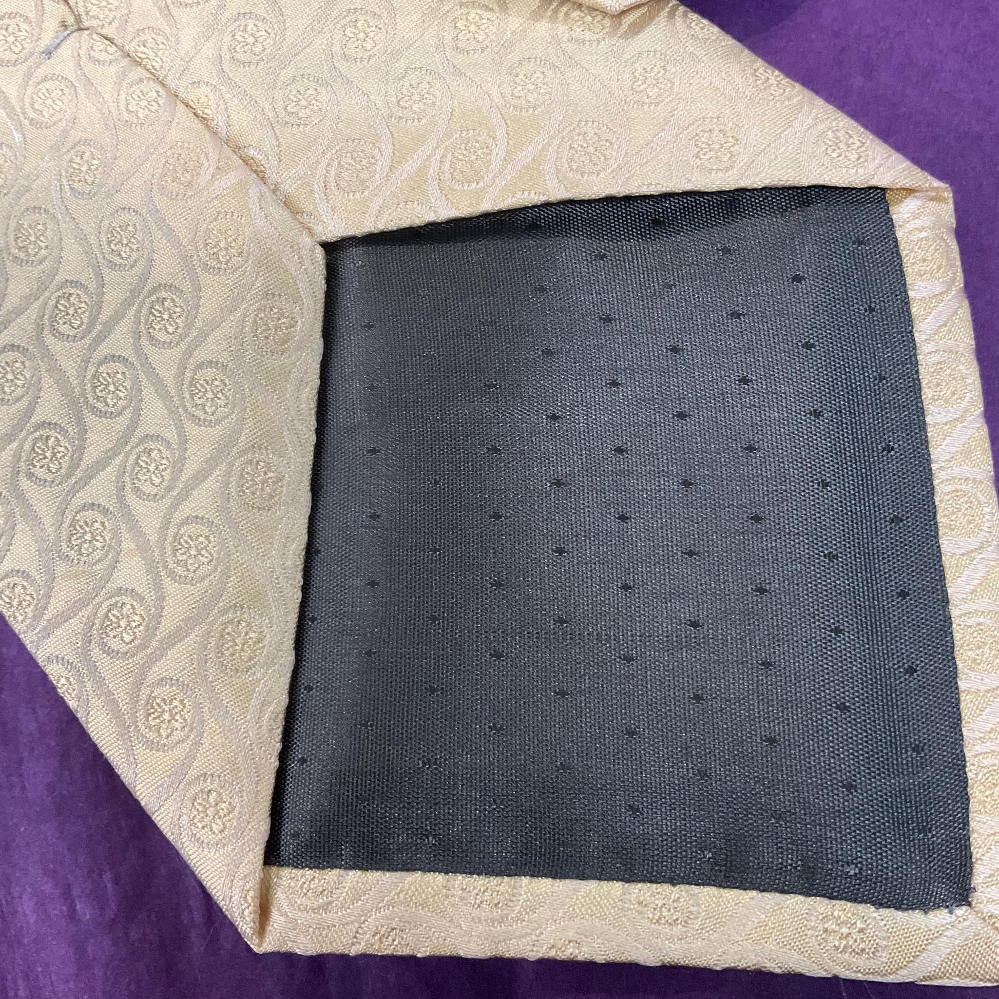 Vintage Liberty All Silk Brocade Gold Gents Neck Tie , Floral and Swirl weave, Made in Italy, Formal Event