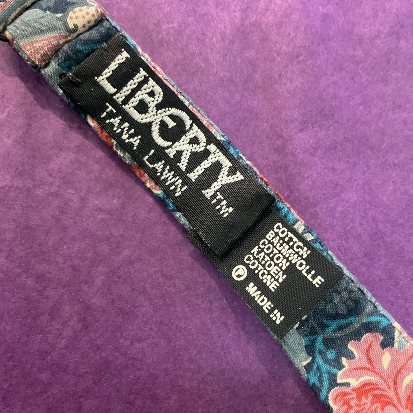 Vintage Liberty ‘Burnham’ Tana Lawn Self Tie Dickie Bow Tie, Adjustable length, Made in England, Teal, Red and Pink