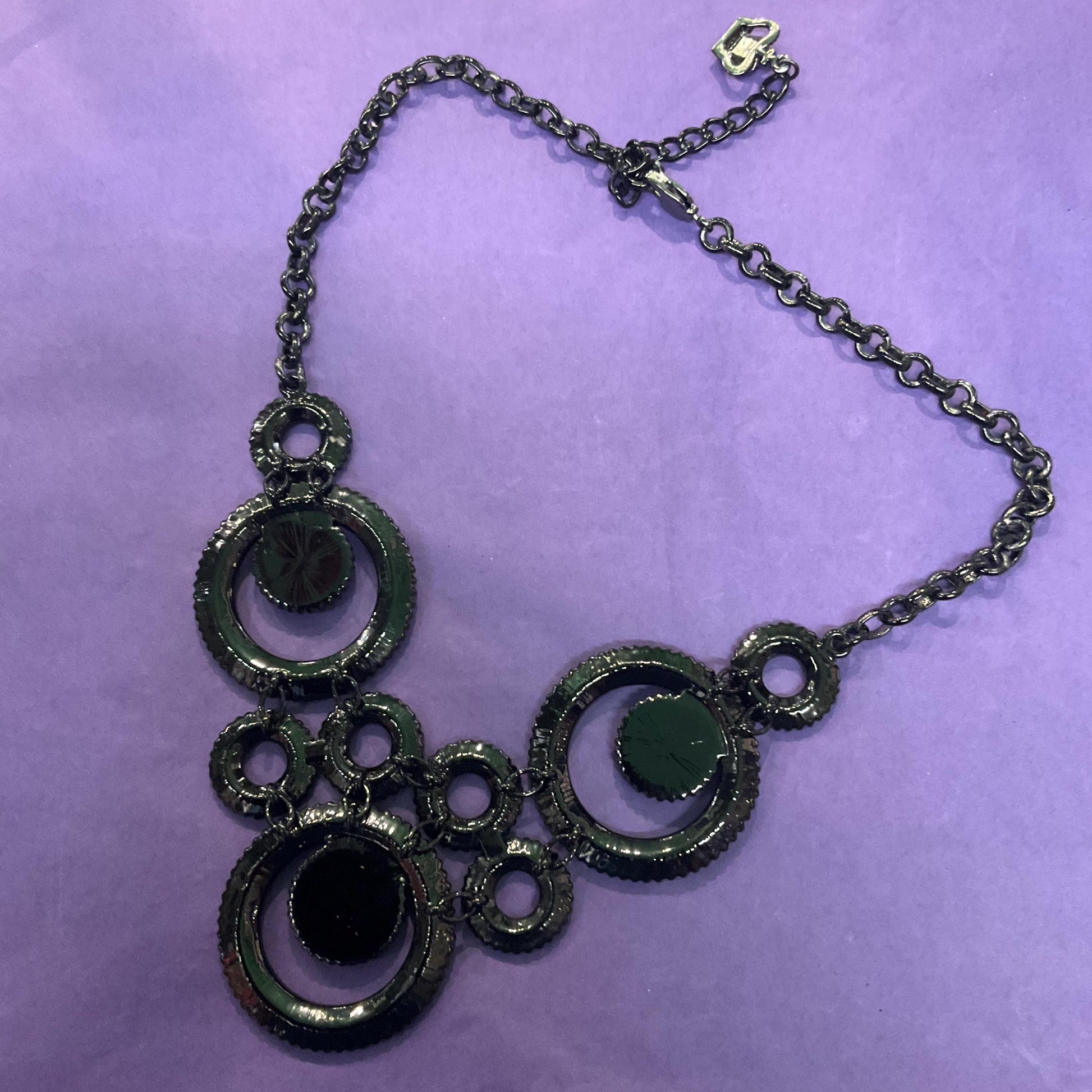 Vintage Butler and Wilson Statement Monotone Crystal Necklace, Black Enamel and Silver Crystal and Rhinestone, Signed in Original Box