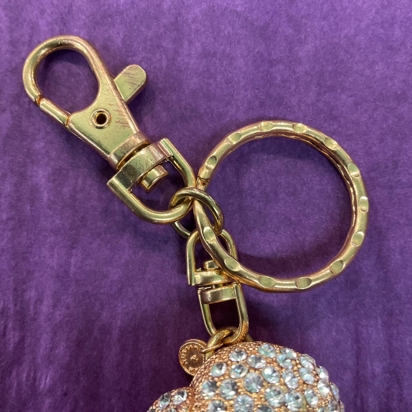 Vintage Butler and Wilson Large Crystal Puppy Handbag Charm / Keyring, Gold tone with silver & Borealis Rhinestones p, Dog lover gift
