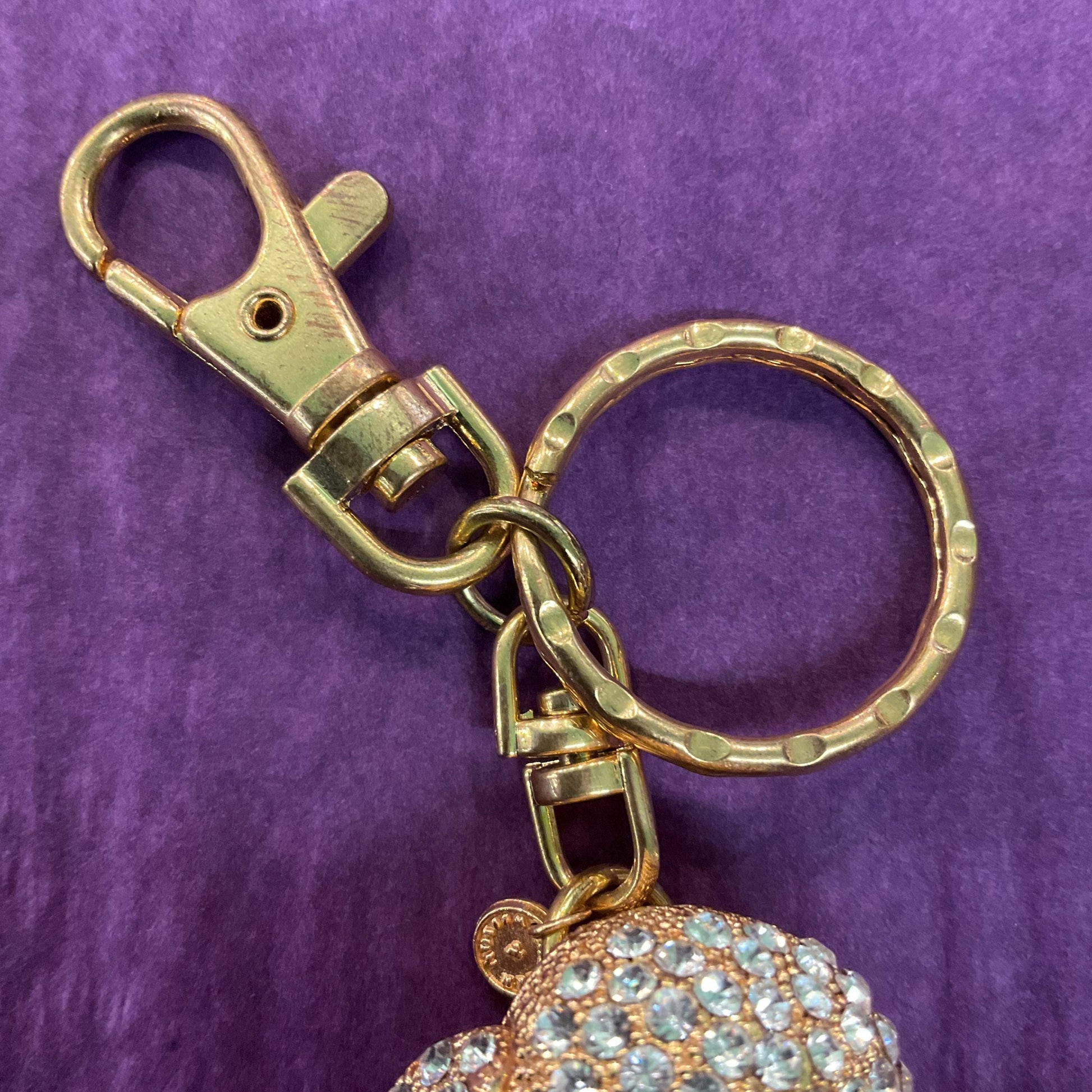 Vintage Butler and Wilson Large Crystal Puppy Handbag Charm / Keyring, Gold tone with silver & Borealis Rhinestones p, Dog lover gift