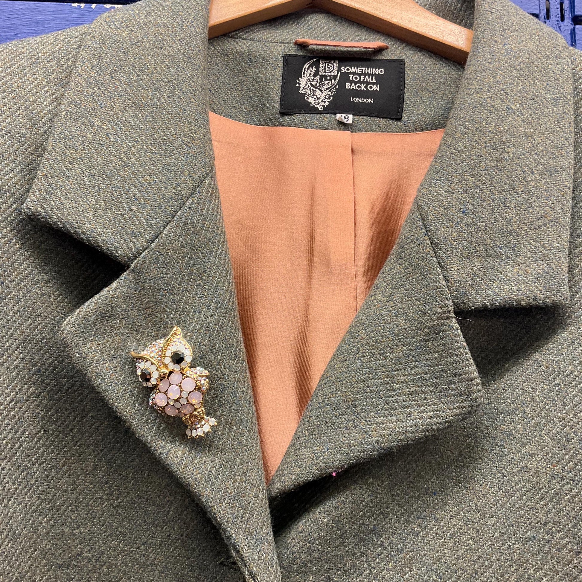 Vintage Butler and Wilson Large Crystal Owl Brooch, Gold tone with Opalite Crystals and Borealis Rhinestones, Owl lover gift