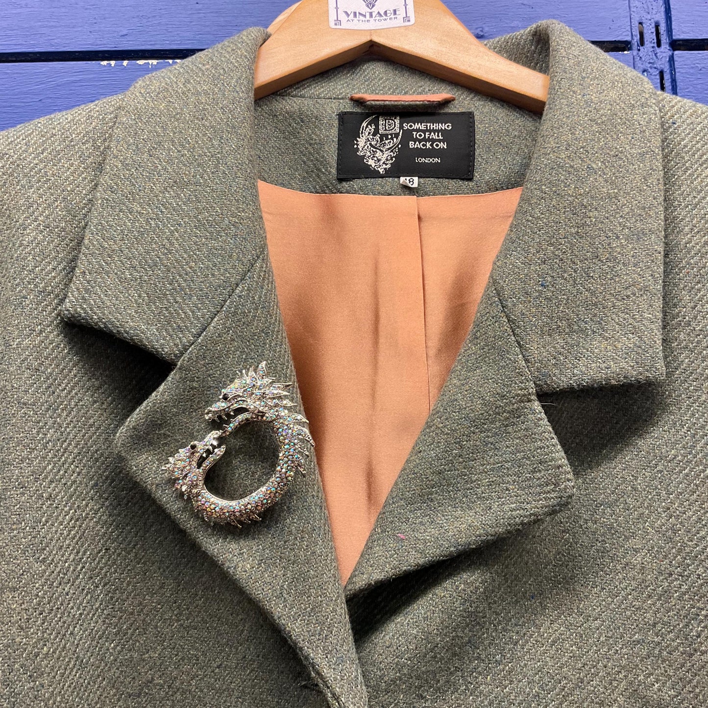 Vintage Statement Aurora Borealis Crystal Dragons Brooch, Silver tone with Rainbow rhinestones, Sustainable Gift