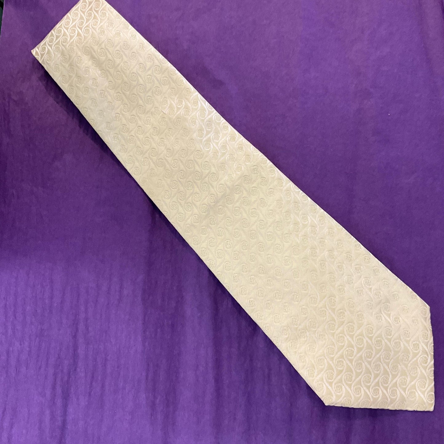 Vintage Liberty All Silk Brocade Gold Gents Neck Tie , Floral and Swirl weave, Made in Italy, Formal Event