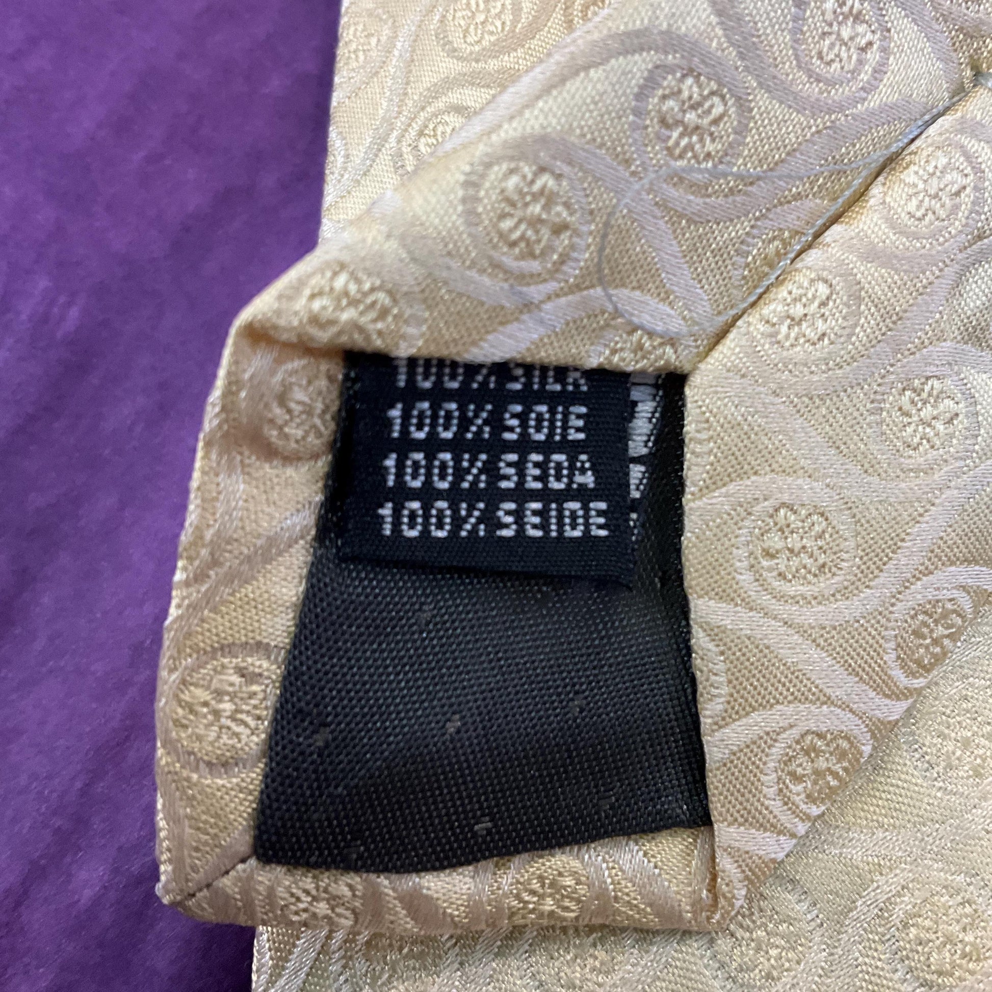 Vintage Liberty All Silk Brocade Gold Gents Neck Tie , Floral and Swirl weave, Made in Italy, Formal Event