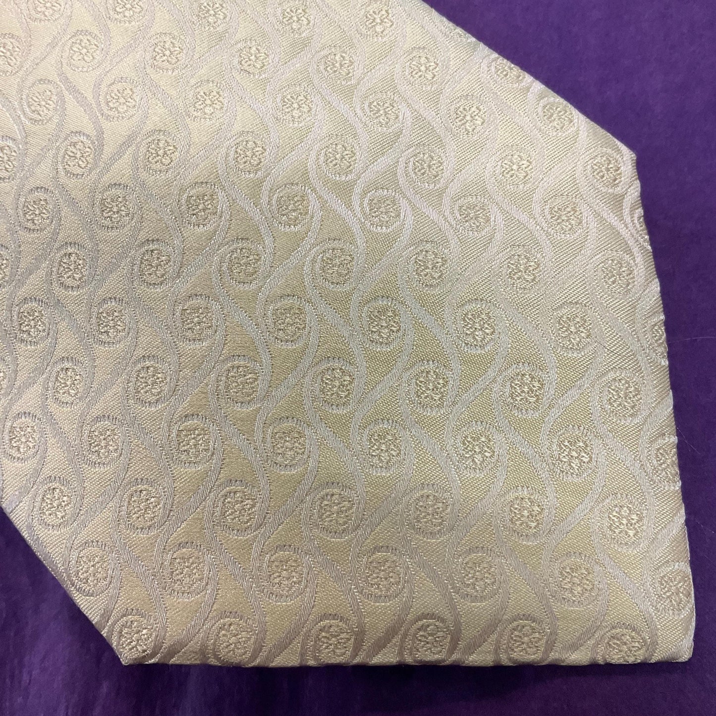 Vintage Liberty All Silk Brocade Gold Gents Neck Tie , Floral and Swirl weave, Made in Italy, Formal Event