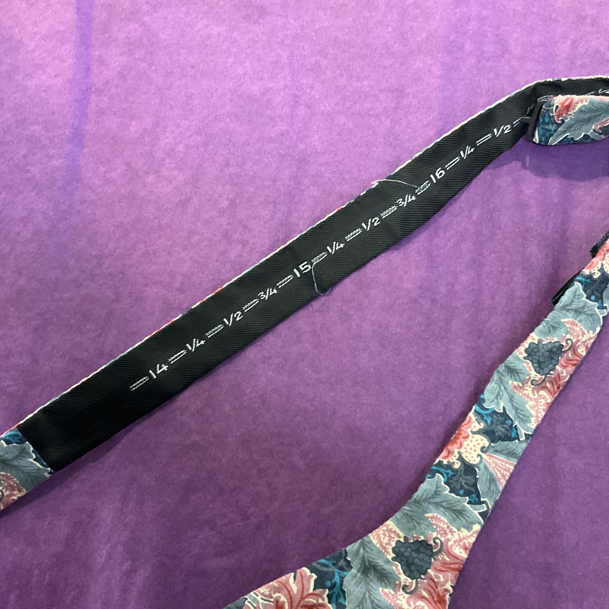 Vintage Liberty ‘Burnham’ Tana Lawn Self Tie Dickie Bow Tie, Adjustable length, Made in England, Teal, Red and Pink