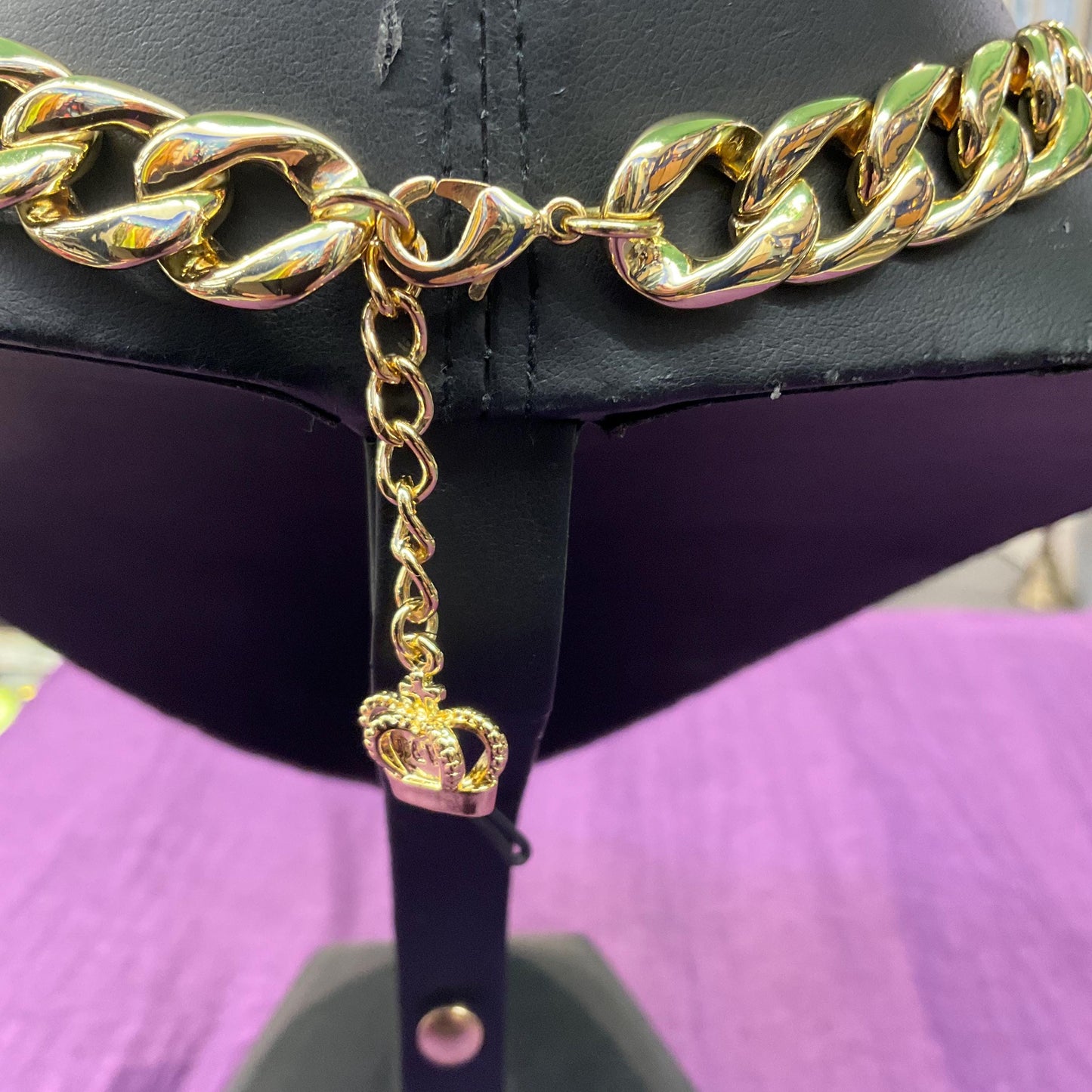 Vintage Butler and Wilson Gold Statement Crystal Chain Necklace, chunky curb chain with orange faceted Borealus Crystal, Signed