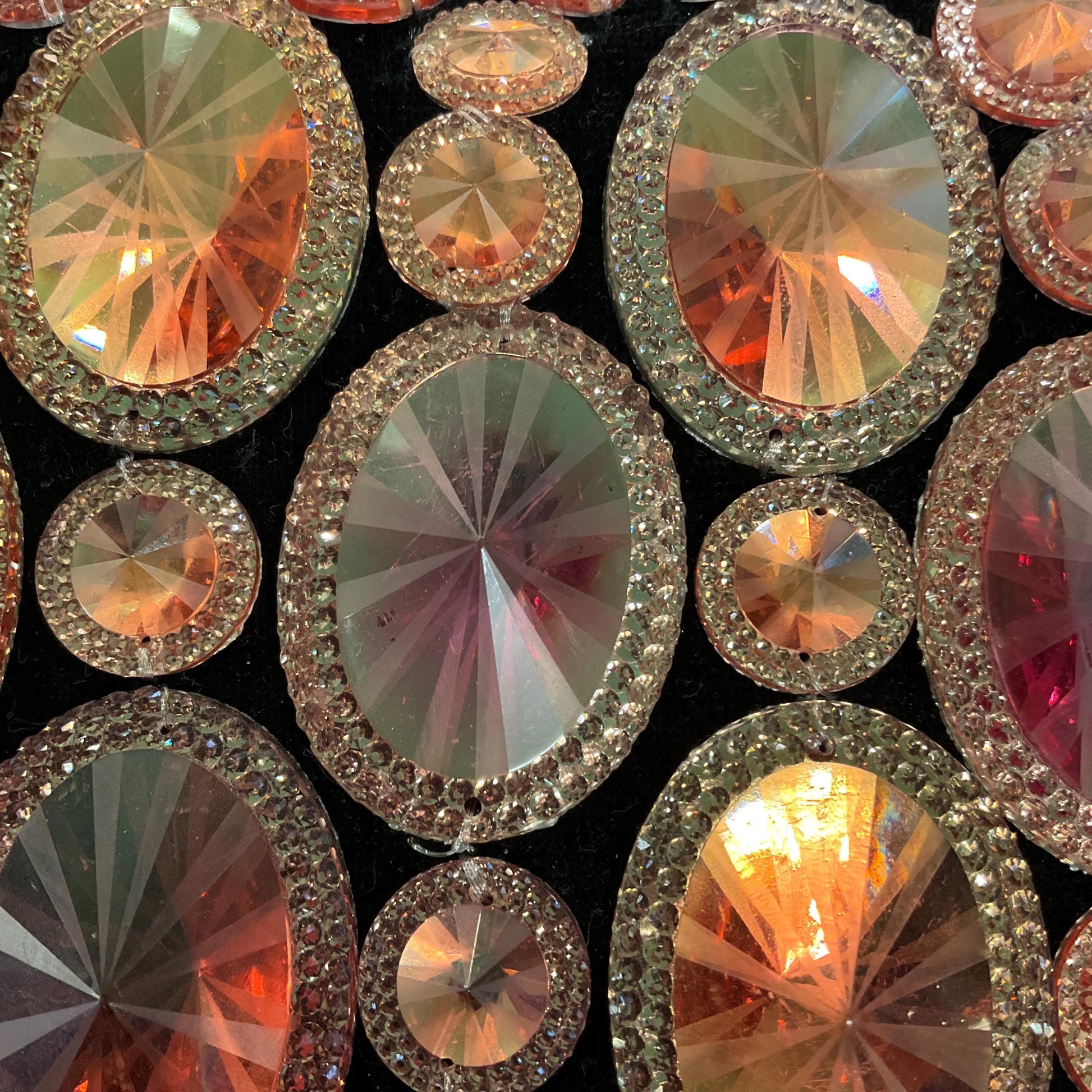 Vintage Butler and Wilson Black Velvet Bejewelled Evening Bag , Rose gold and copper Cabuchons, clutch or Shoulder Bag