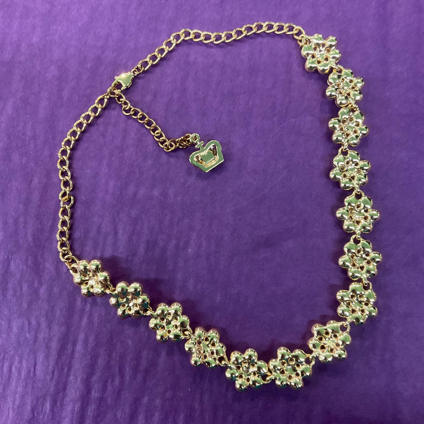 Vintage Butler and Wilson Opalite and Jade Borealis Crystal Daisy Necklace, Gold tone with Iridescent Crystals, Signed in original box