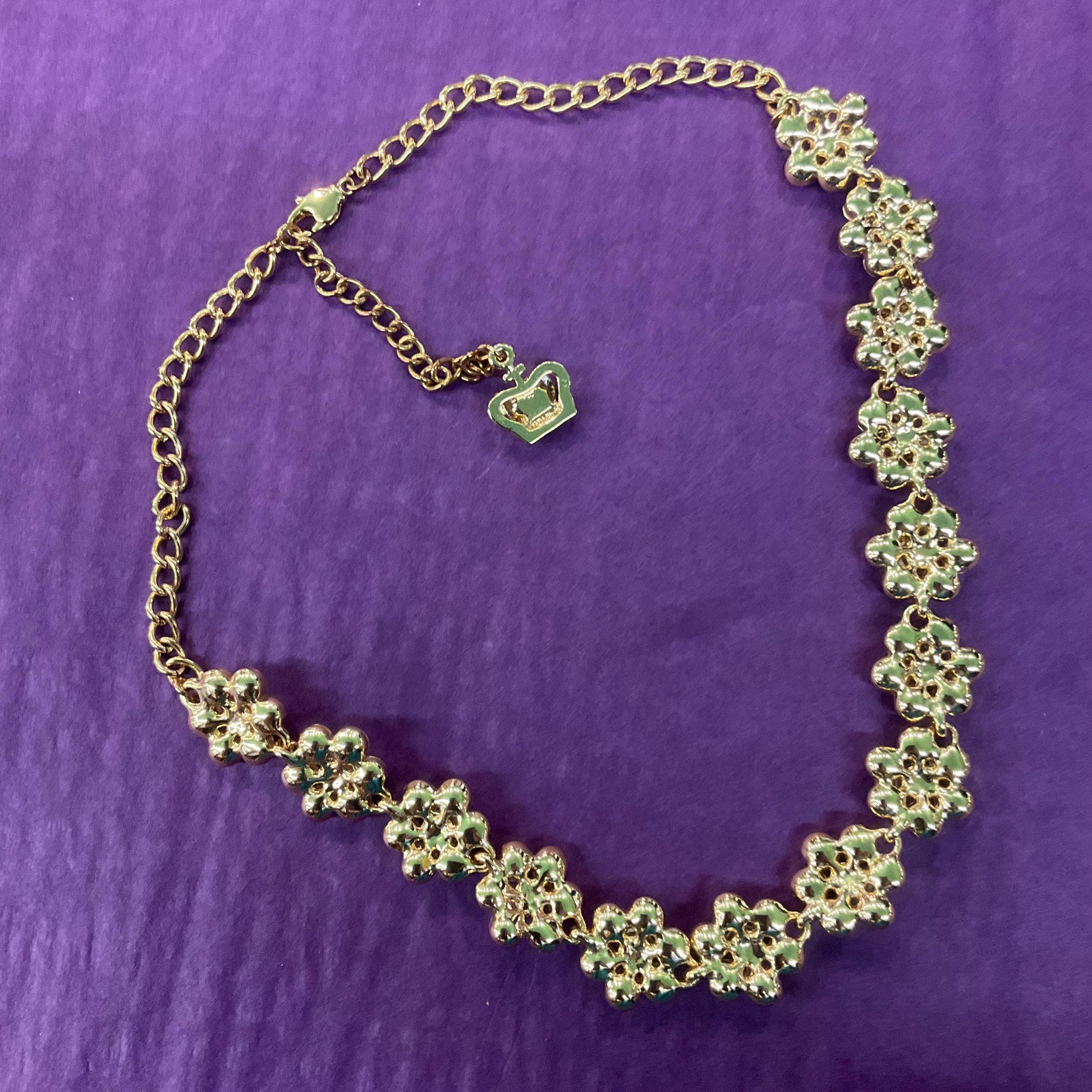 Vintage Butler and Wilson Opalite and Jade Borealis Crystal Daisy Necklace, Gold tone with Iridescent Crystals, Signed in original box