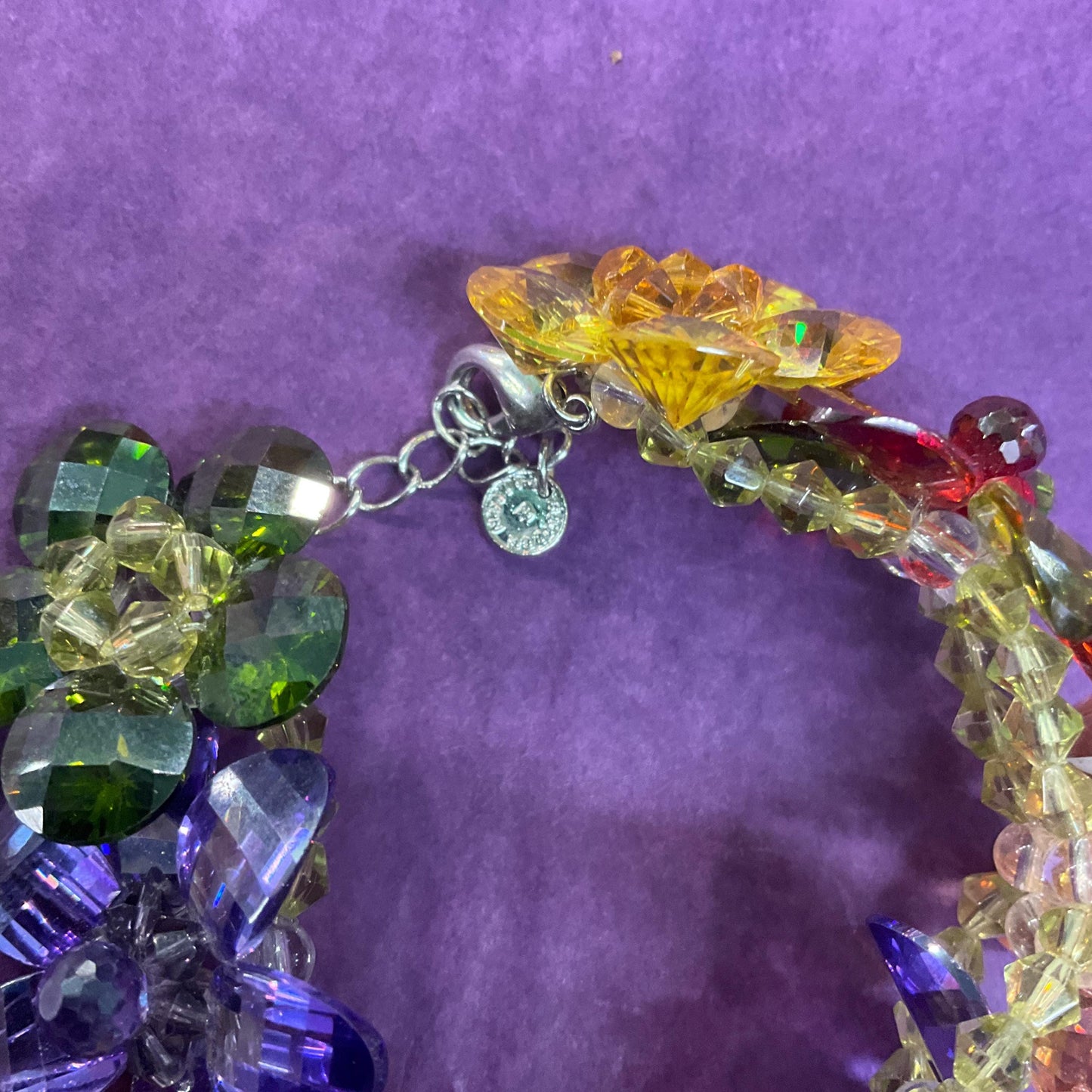Vintage Butler and Wilson Multicoloured Flower Garland Crystal Bracelet, vivid Rainbow Crystals, signed , as new