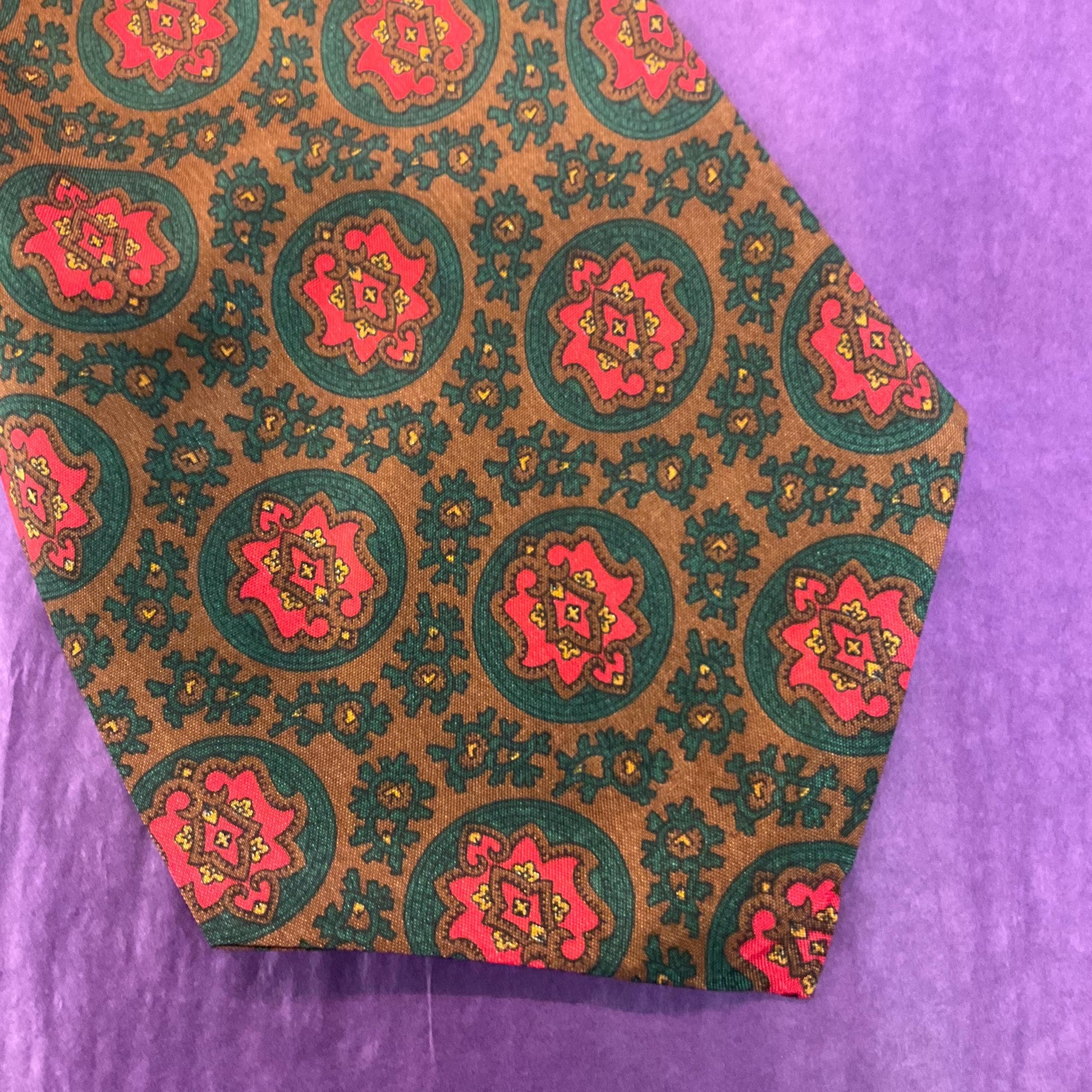 Vintage Gents Tootal Acetate Paisley Cravat, shades of Bronze, Red, Green, and Gold, Vintage Man, Formal Event