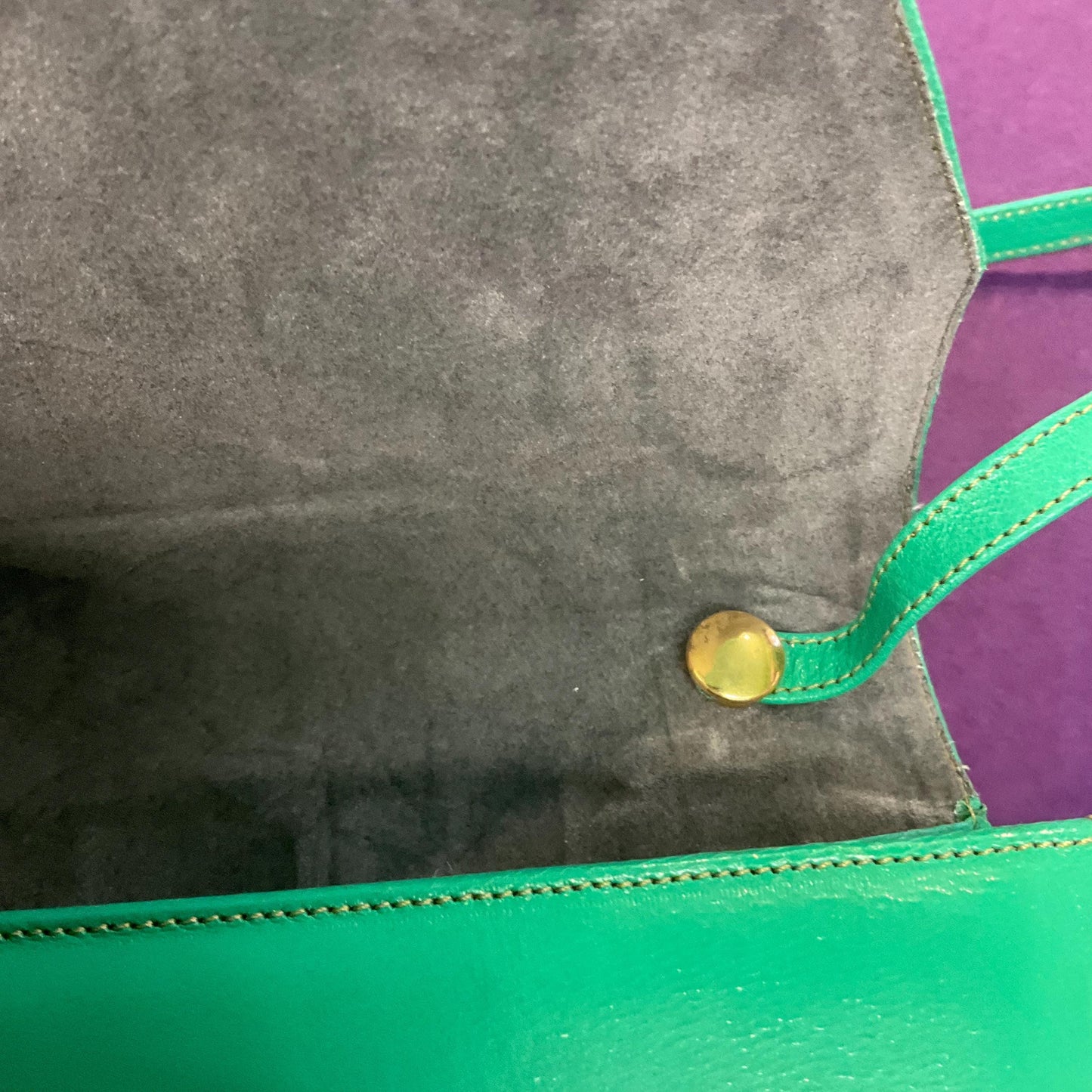 Vintage 1980s Jade Green Leather Large Clutch or Shoulder Bag by Jacques Vert, Rarely used in Original Box