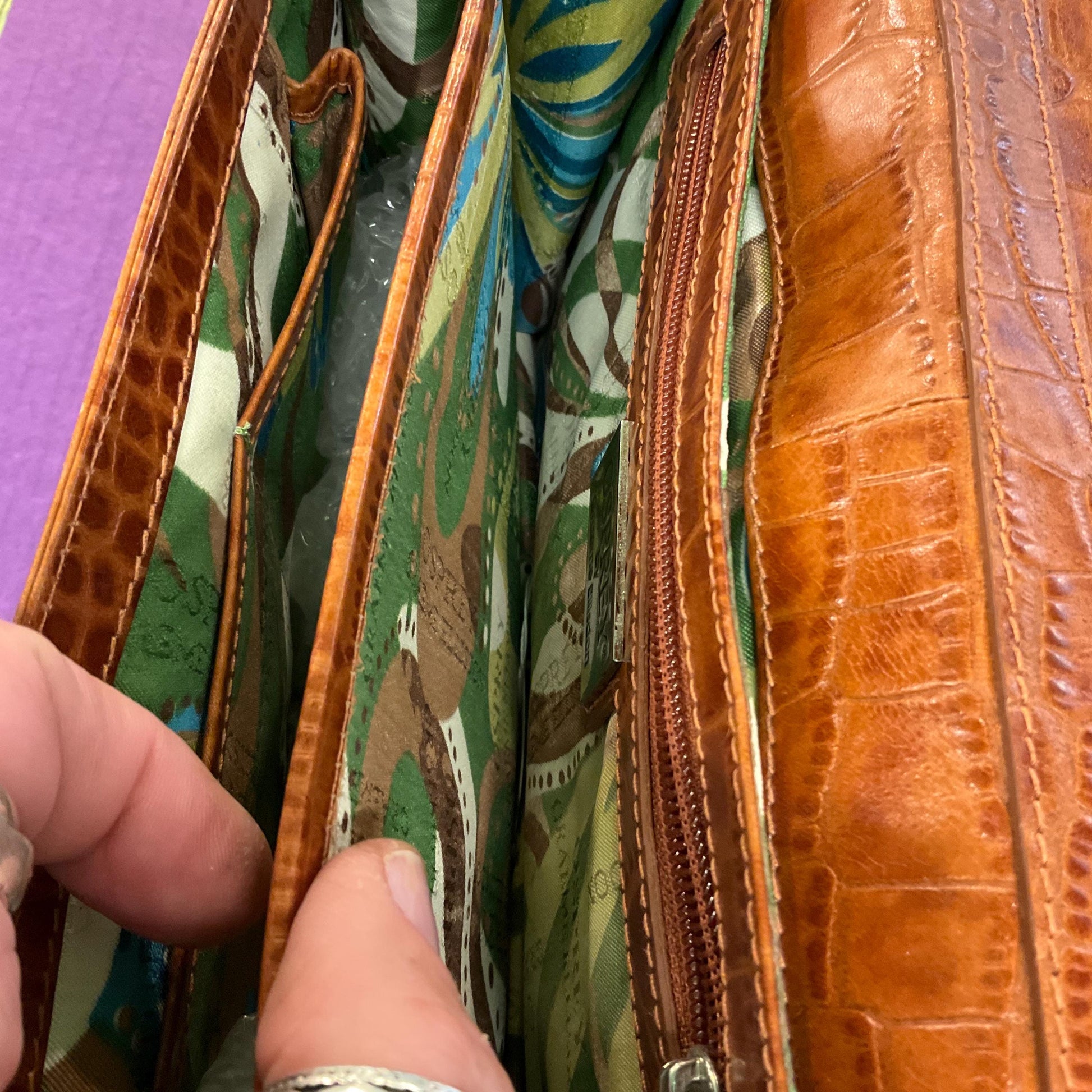 Vintage Osprey Tan Leather Mock Croc Shoulder Bag, Designed by Graeme Ellison