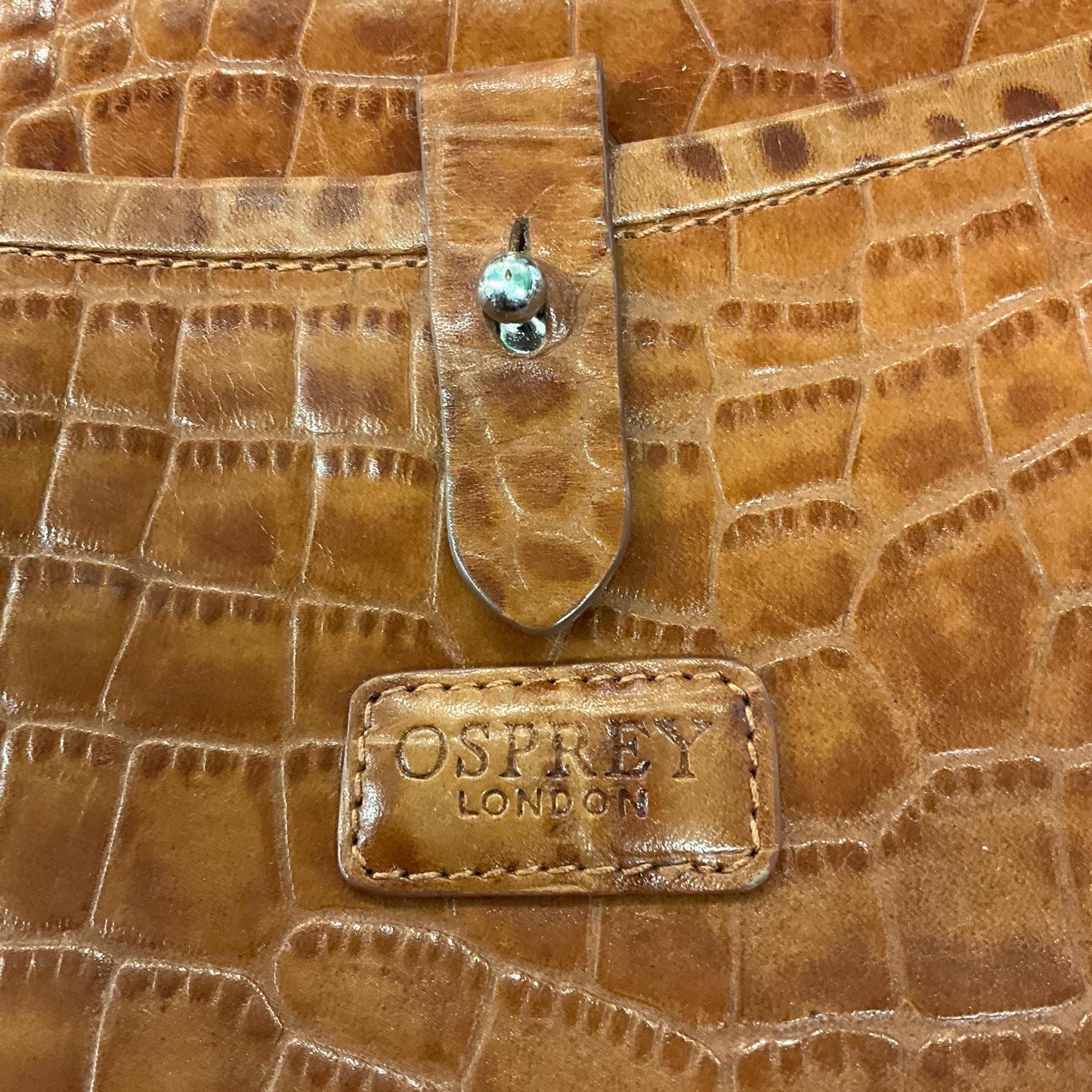 Vintage Osprey Tan Leather Mock Croc Shoulder Bag, Designed by Graeme Ellison