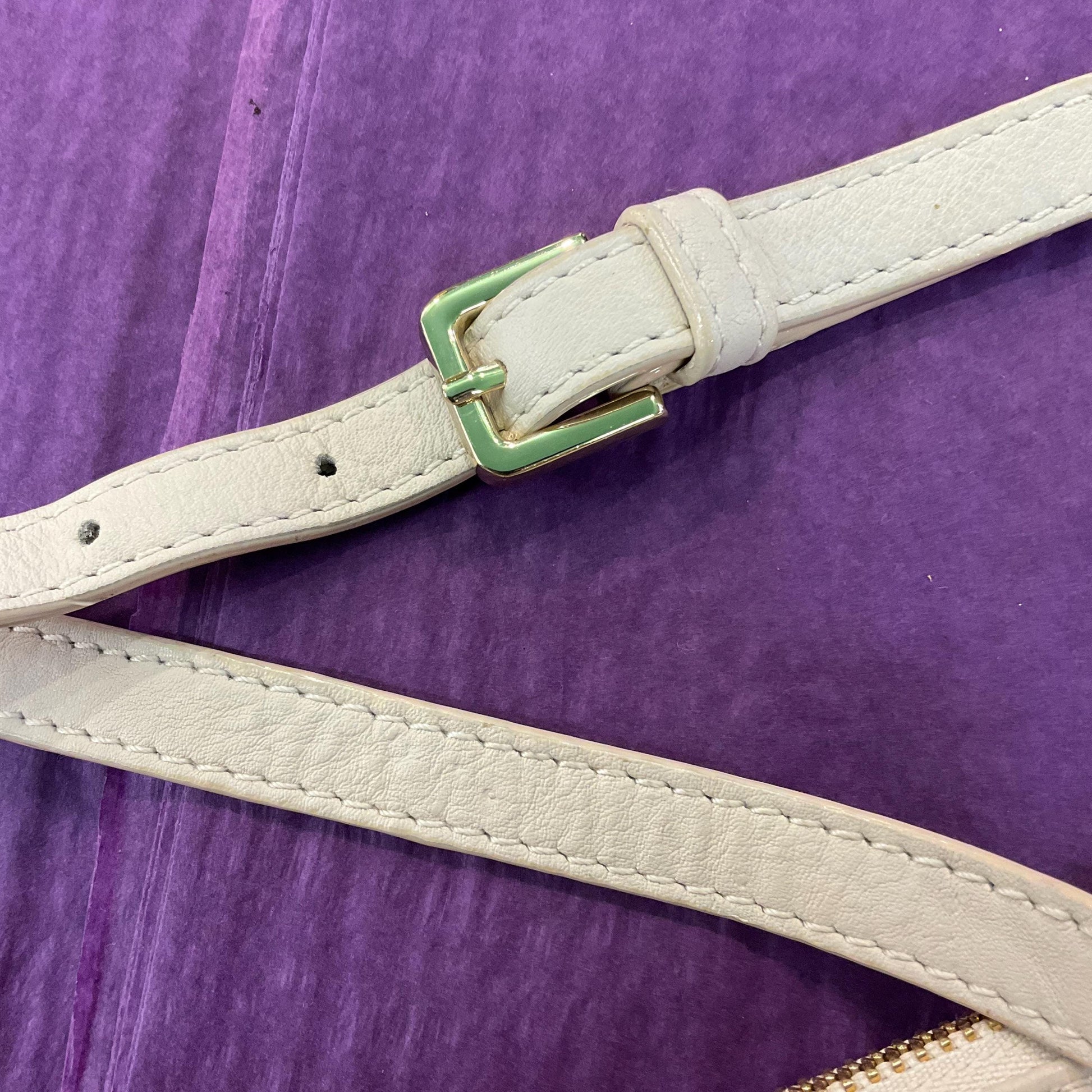 Vintage BIBA Cream Leather Shoulder Bag, Adjustable leather and Gold chain strap