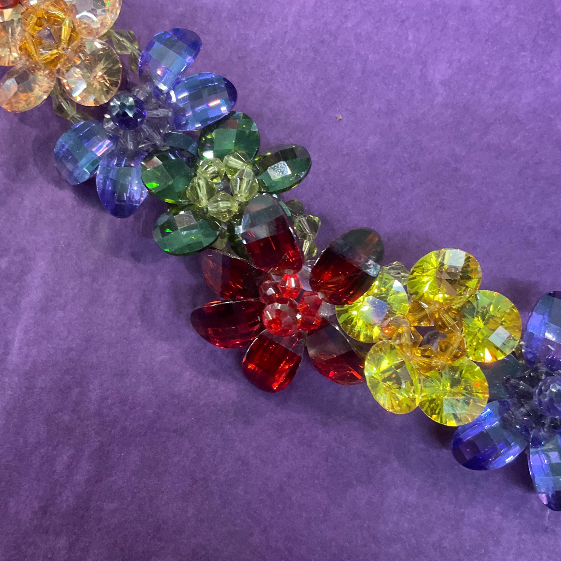 Vintage Butler and Wilson Multicoloured Flower Garland Crystal Bracelet, vivid Rainbow Crystals, signed , as new