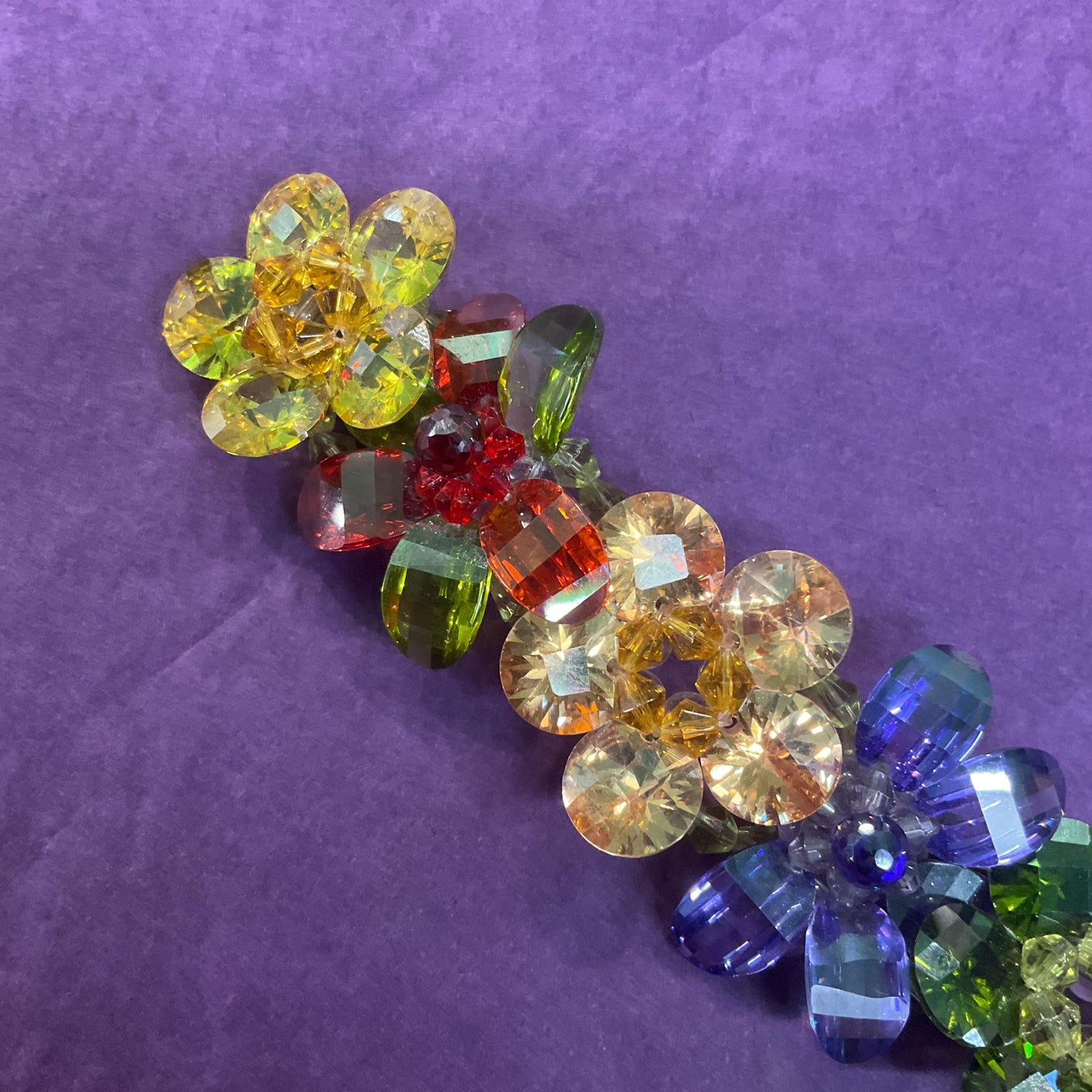 Vintage Butler and Wilson Multicoloured Flower Garland Crystal Bracelet, vivid Rainbow Crystals, signed , as new