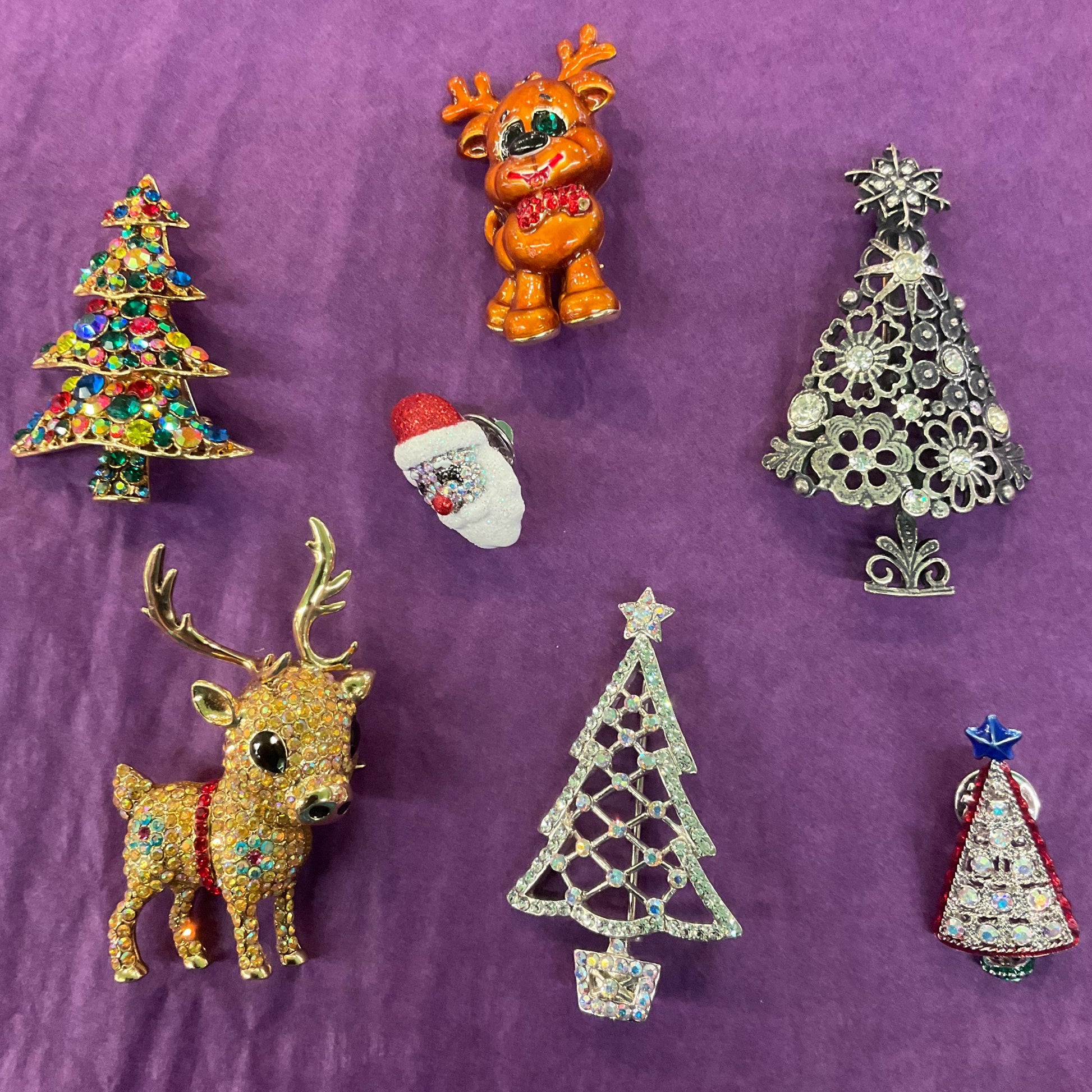 Vintage Butler and Wilson Large Dancing Rheindeer Christmas Brooch, Gold tone with Enamel Christmas Jumpers