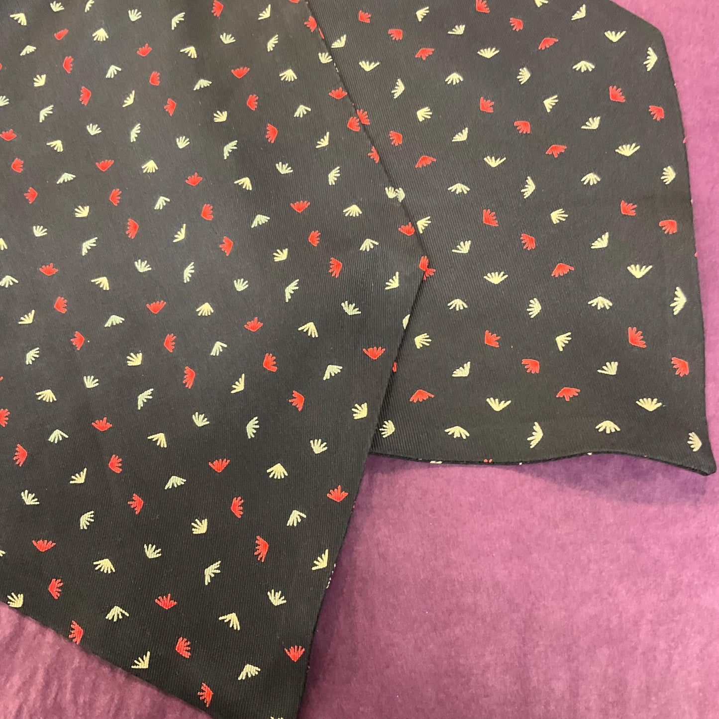 Vintage Gents Pure Silk Cravat by Liberty, Navy, Silver and Red ditsy print, vintage wedding, gifts for him