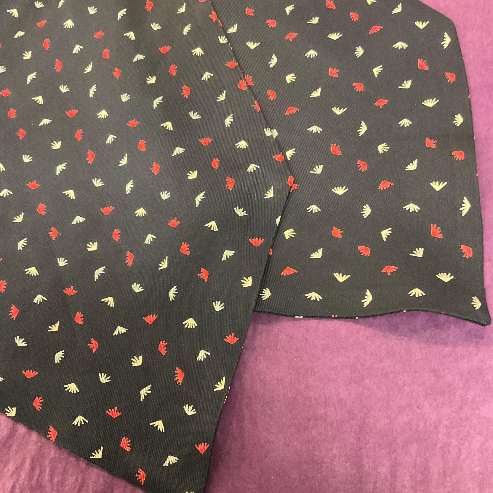 Vintage Gents Pure Silk Cravat by Liberty, Navy, Silver and Red ditsy print, vintage wedding, gifts for him