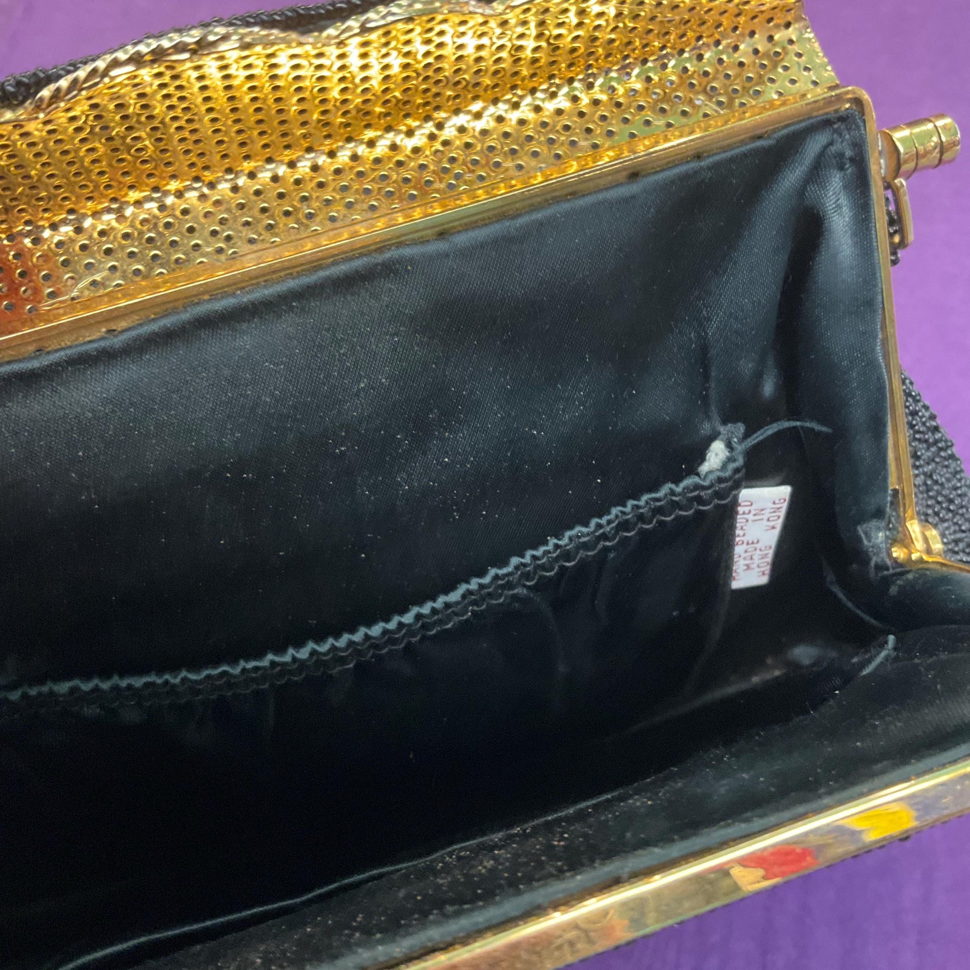 Vintage 1950s Hand Beaded Floral Petite Pointe Embroidered Eveing Bag, Lucky Sixpence 1955 inside, Formal Event