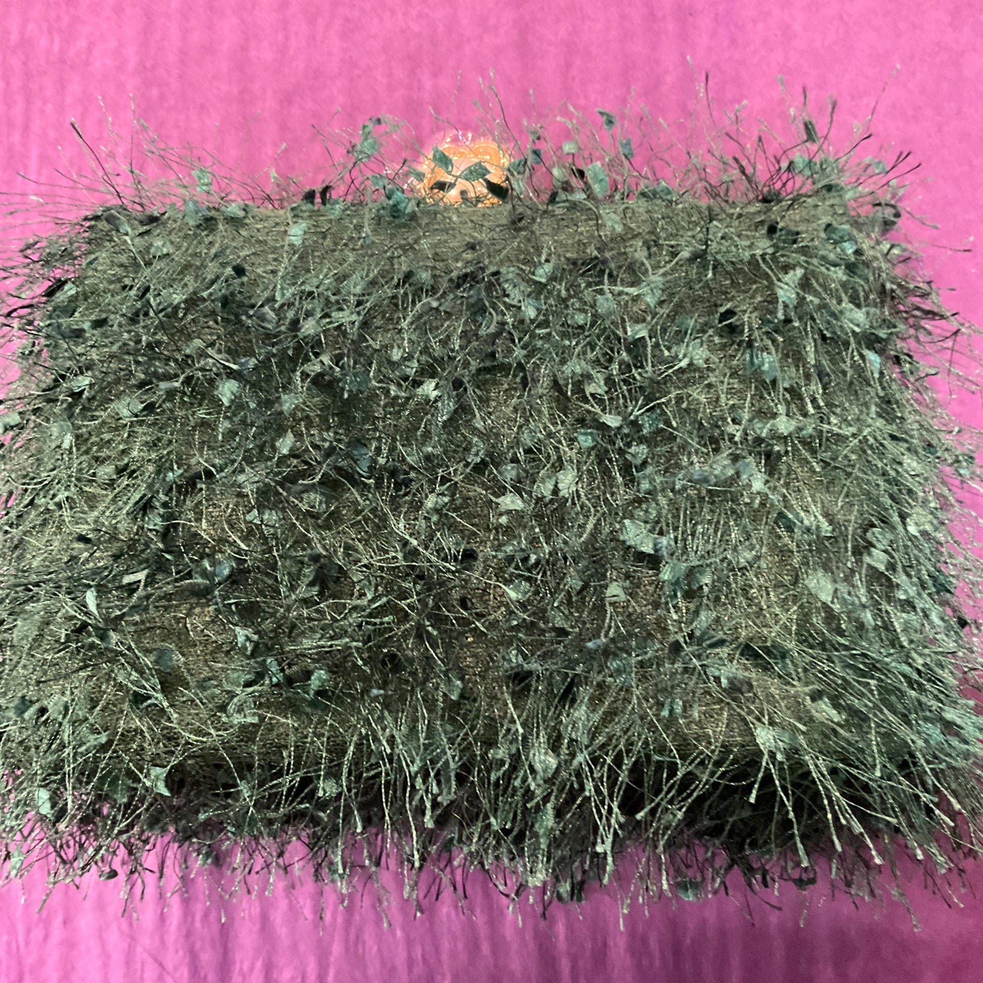 Vintage Deep Green Fringed Evening Box Bag, clutch, handbag or Shoulder chain strap