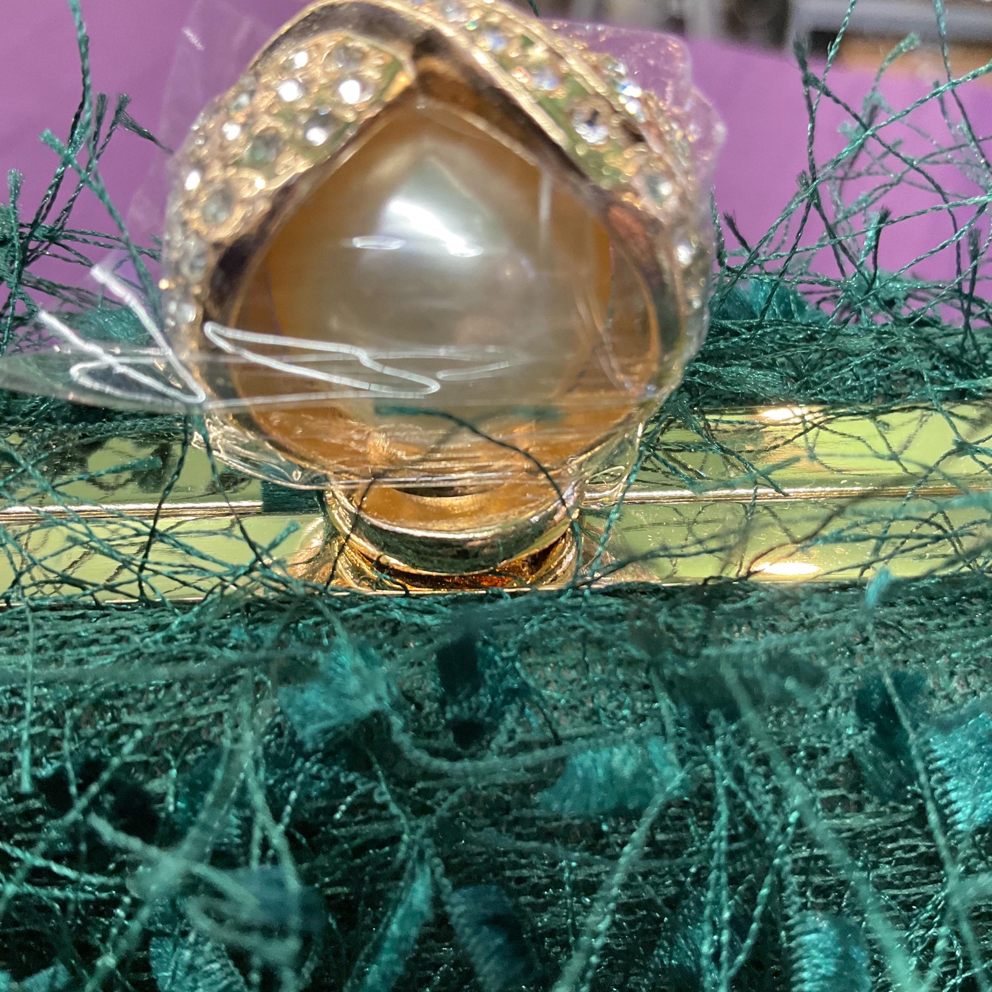 Vintage Deep Green Fringed Evening Box Bag, clutch, handbag or Shoulder chain strap