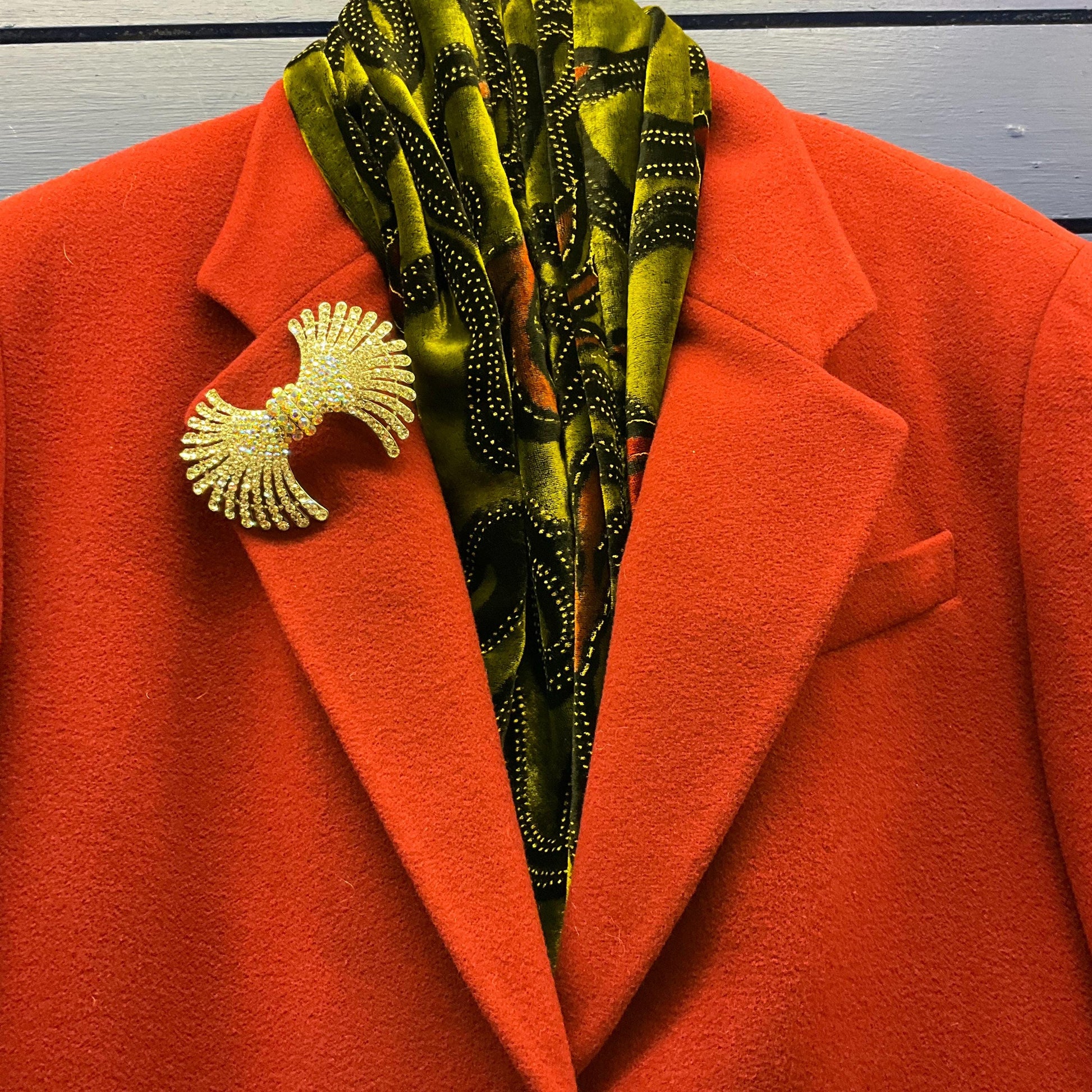 Vintage Butler and Wilson Large Art Deco Crystal Brooch, silver tone with silver and Aurora Borealis crystals