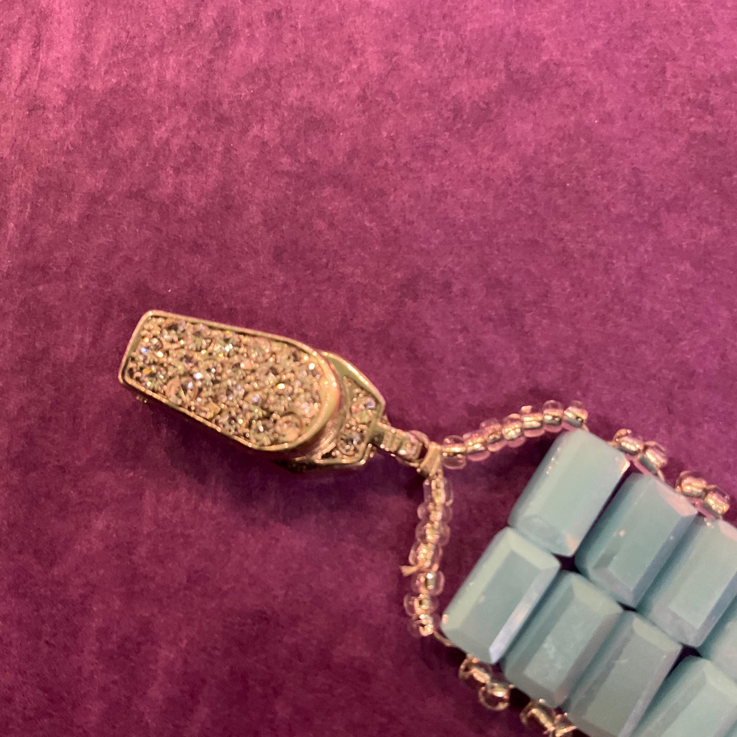 Vintage Butler and Wilson Turquoise and Gold Ombré Crystal Floral Bracelet, Signed in original box