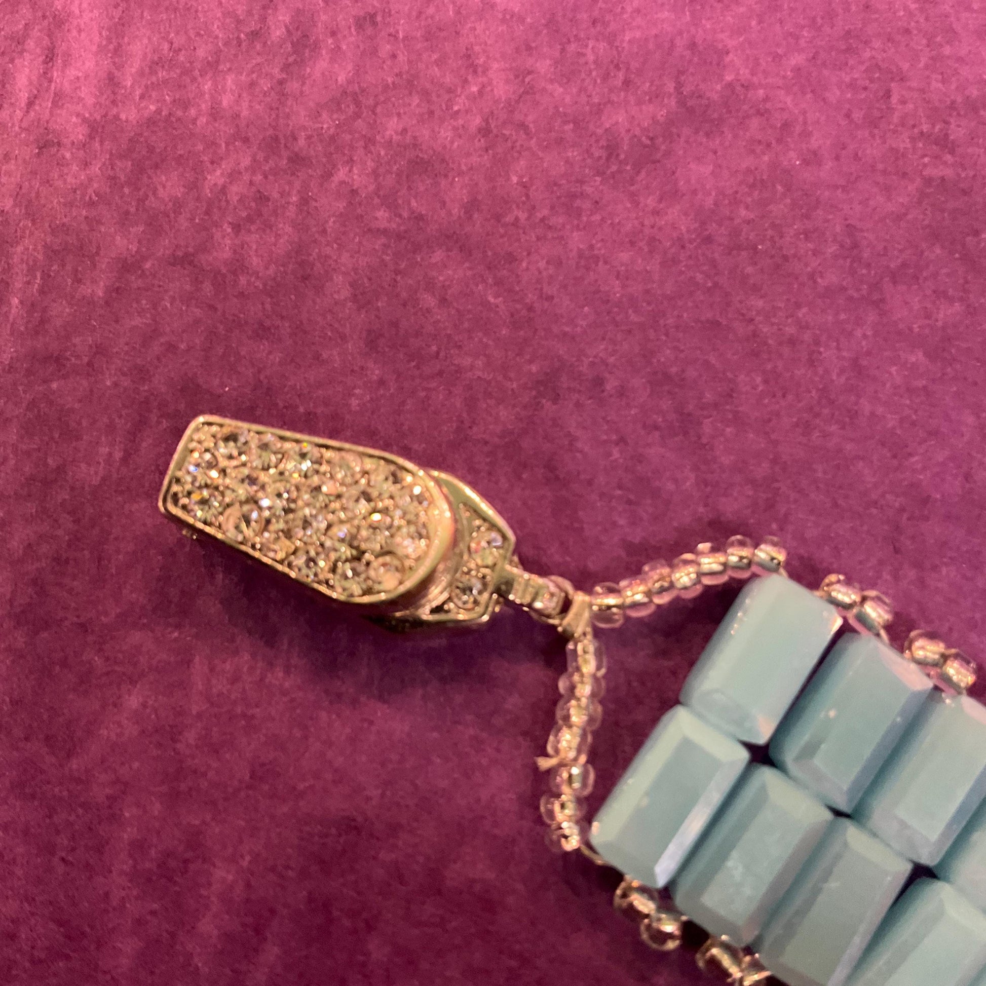 Vintage Butler and Wilson Turquoise and Gold Ombré Crystal Floral Bracelet, Signed in original box