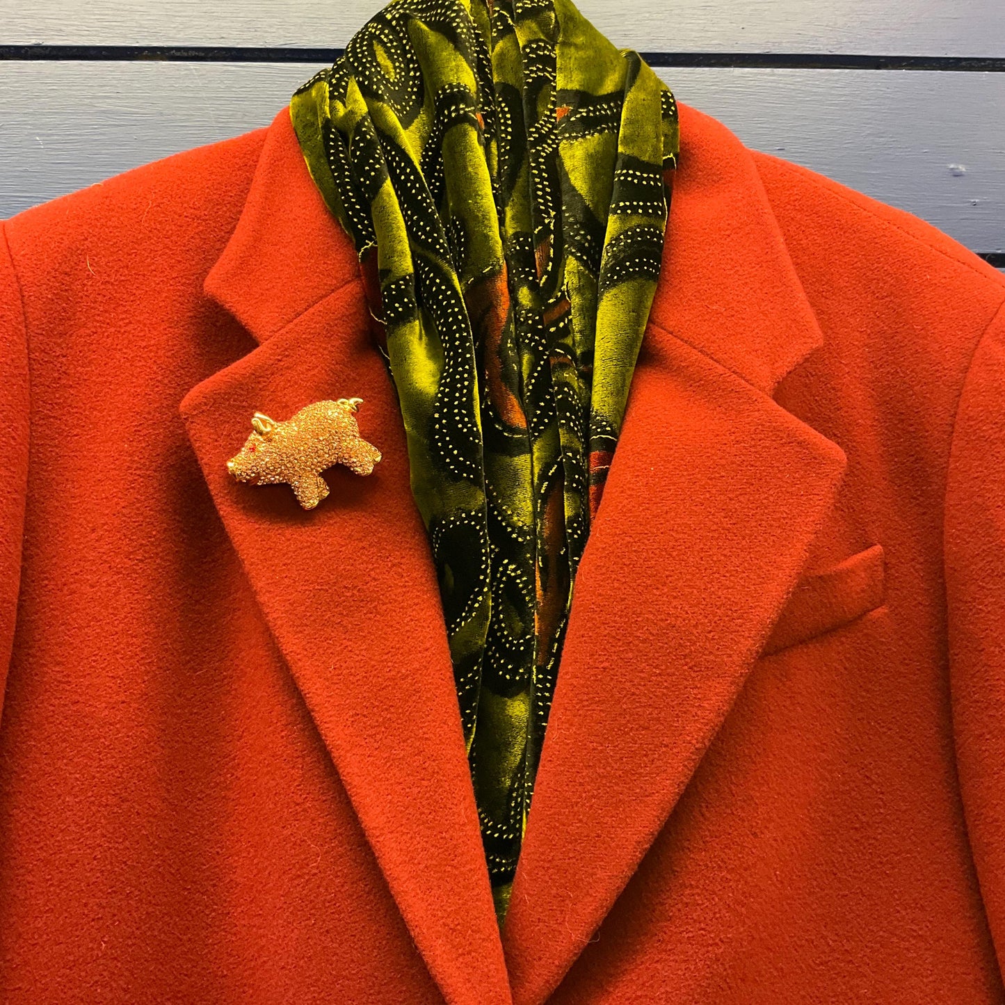 Vintage Butler and Wilson Large Pink Crystal Pig Brooch, Rose Gold tone with pink and red rhinestones